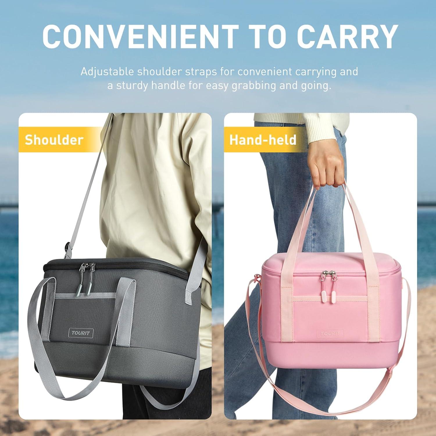 imageTOURIT 12L Carry Out Soft Cooler Insulated Travel Bag Lunch Cooler for Outdoor Camping Picnic TravelPink