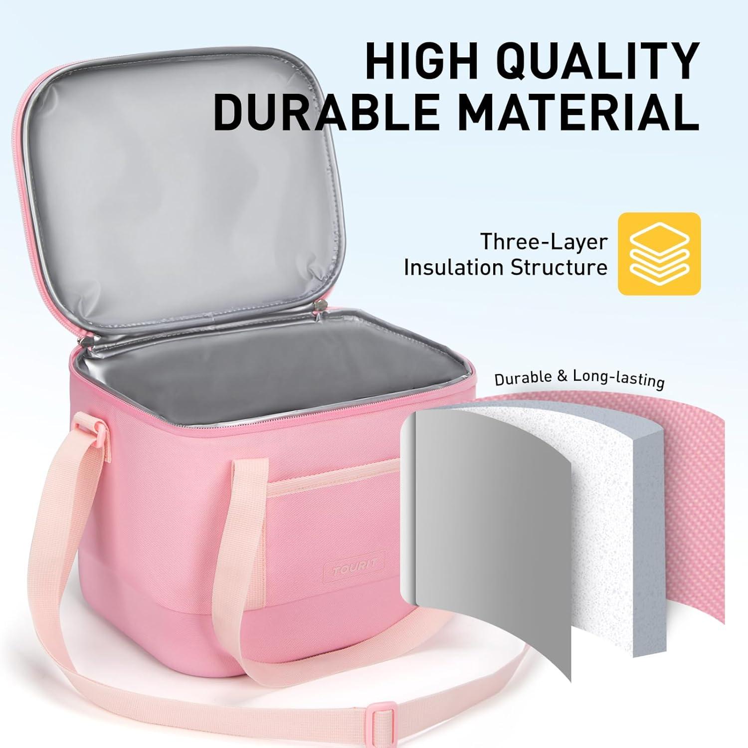 imageTOURIT 12L Carry Out Soft Cooler Insulated Travel Bag Lunch Cooler for Outdoor Camping Picnic TravelPink