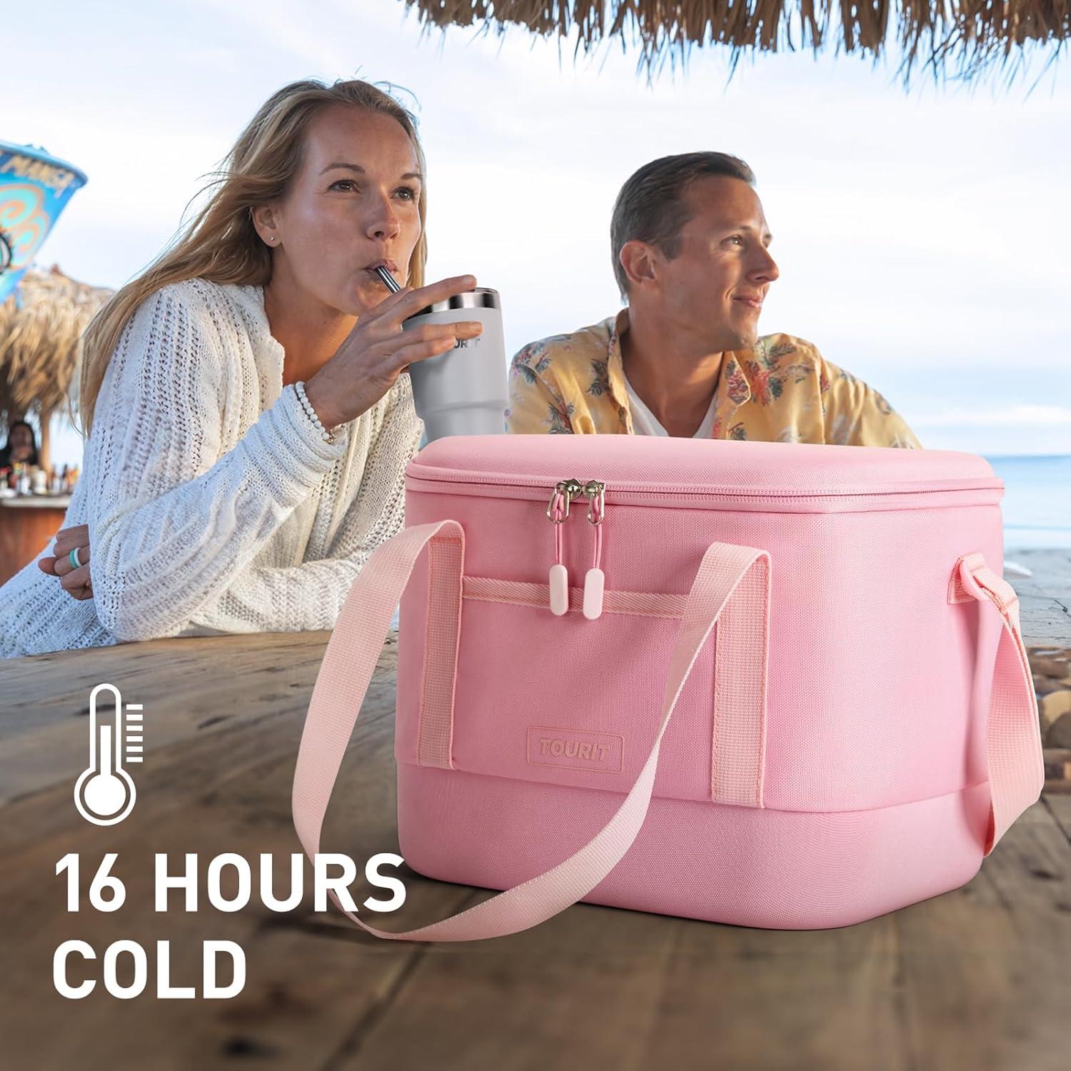 imageTOURIT 12L Carry Out Soft Cooler Insulated Travel Bag Lunch Cooler for Outdoor Camping Picnic TravelPink