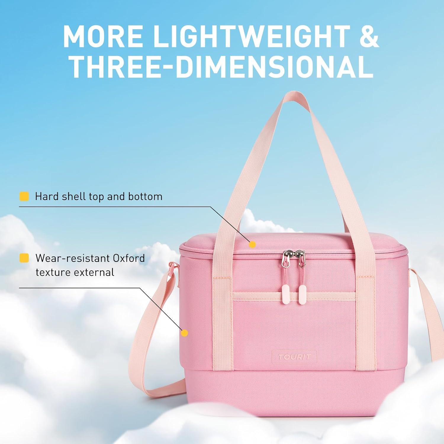 imageTOURIT 12L Carry Out Soft Cooler Insulated Travel Bag Lunch Cooler for Outdoor Camping Picnic TravelPink