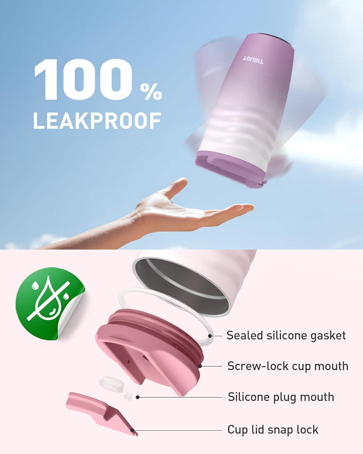 imageTOURIT 16 oz Travel Coffee Mug Insulated Stainless Steel Travel Mug with Lid LeakProof DoubleWall Vacuum Tumbler Reusable Coffee Cup  KhakiLight khaki