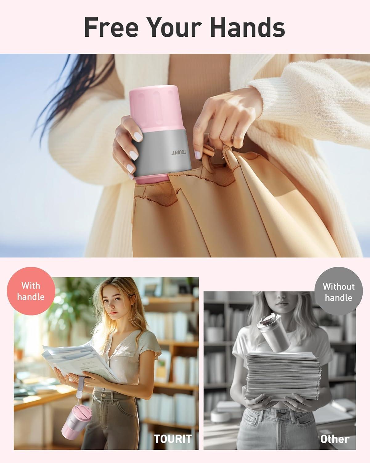 imageTOURIT 16 oz Travel Coffee Mug SpillProof Insulated Stainless Steel Coffee Mug with Lid ampamp Silicone Sea Double Wall Vacuum Travel Coffee Tumblers Cup Holder Friendly Reusable ThermosBlack