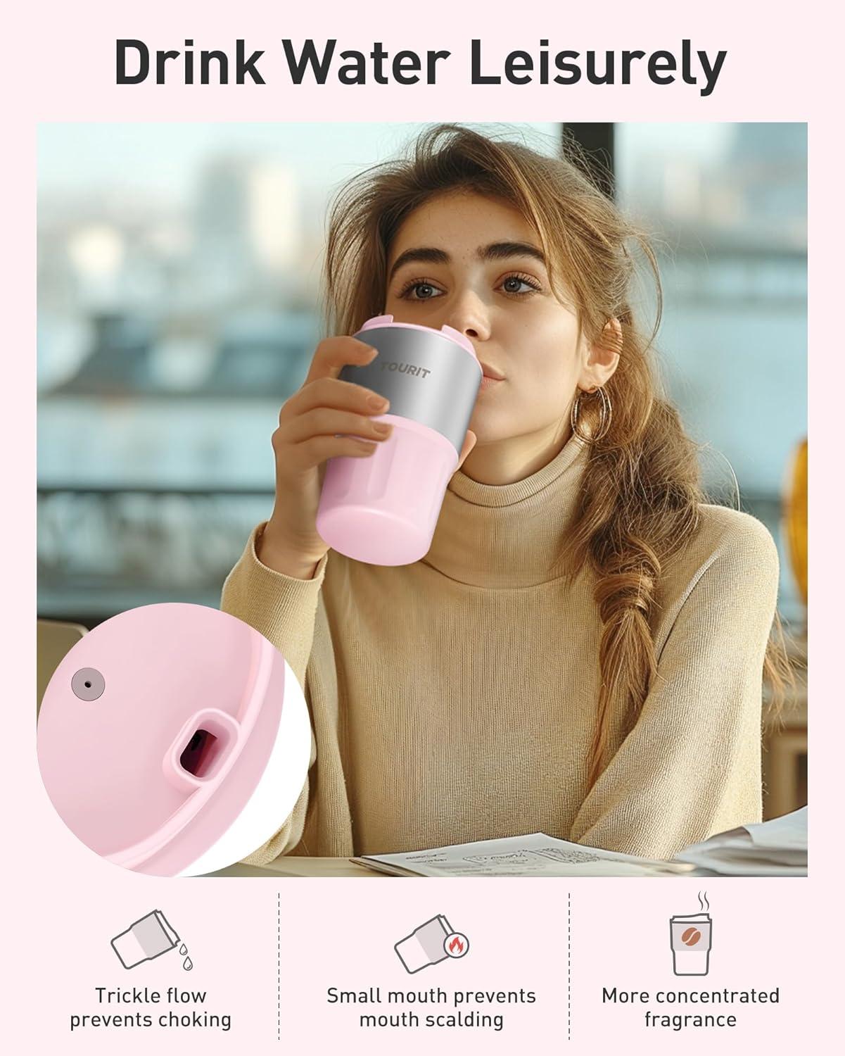 imageTOURIT 16 oz Travel Coffee Mug SpillProof Insulated Stainless Steel Coffee Mug with Lid ampamp Silicone Sea Double Wall Vacuum Travel Coffee Tumblers Cup Holder Friendly Reusable ThermosBlack