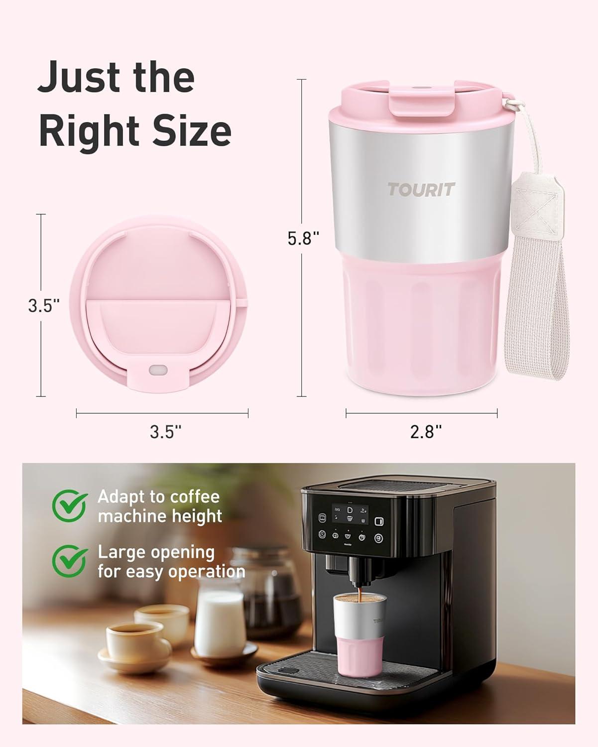 imageTOURIT 16 oz Travel Coffee Mug SpillProof Insulated Stainless Steel Coffee Mug with Lid ampamp Silicone Sea Double Wall Vacuum Travel Coffee Tumblers Cup Holder Friendly Reusable ThermosBlack