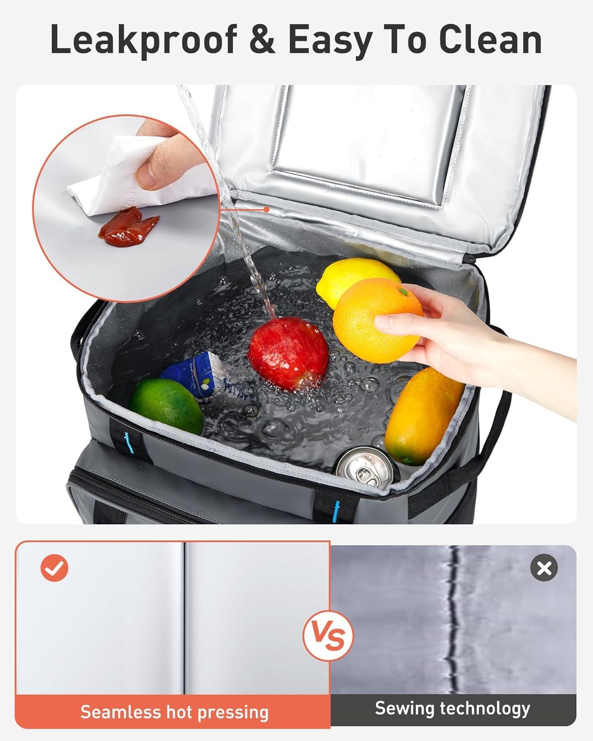 imageTOURIT 30L50Can Cooler with Wheels 16Hrs Ice Retention Rolling Cooler with Retractable Handle ampamp Oversized AllTerrain Tires PUCoated Waterproof Soft Cooler Bag for Camping Beach Travel Picnicsblack