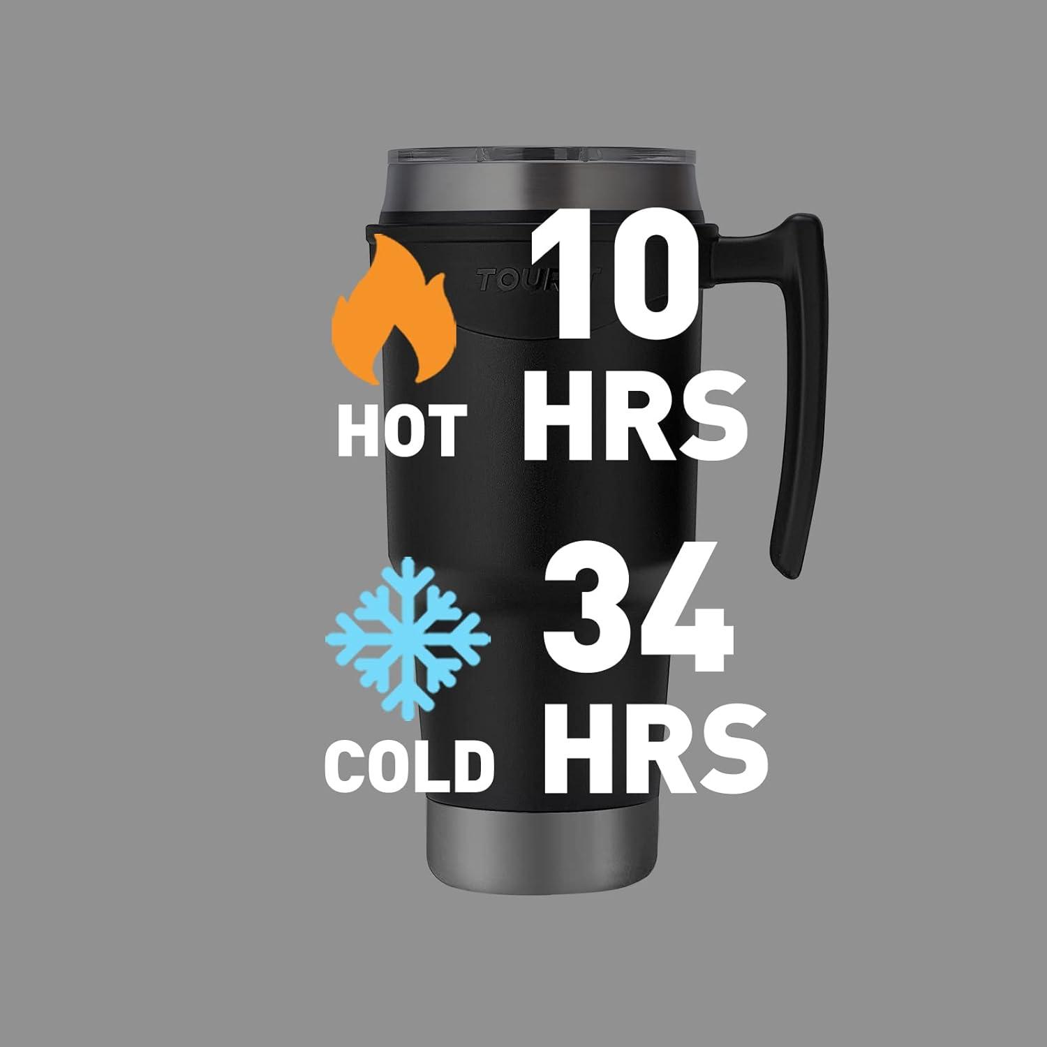 imageTOURIT 30oz Insulated Tumbler with Handle and Straw 3 in 1 SipAllWay Reusable MagSlider Lid Double Wall Sweatproof BPA Free to Keep Beverages Cold For 24Hrs or Hot For 8Hrs  PinkBBlack