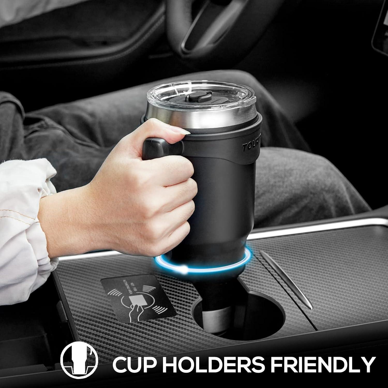 imageTOURIT 30oz Insulated Tumbler with Handle and Straw 3 in 1 SipAllWay Reusable MagSlider Lid Double Wall Sweatproof BPA Free to Keep Beverages Cold For 24Hrs or Hot For 8Hrs  PinkBBlack