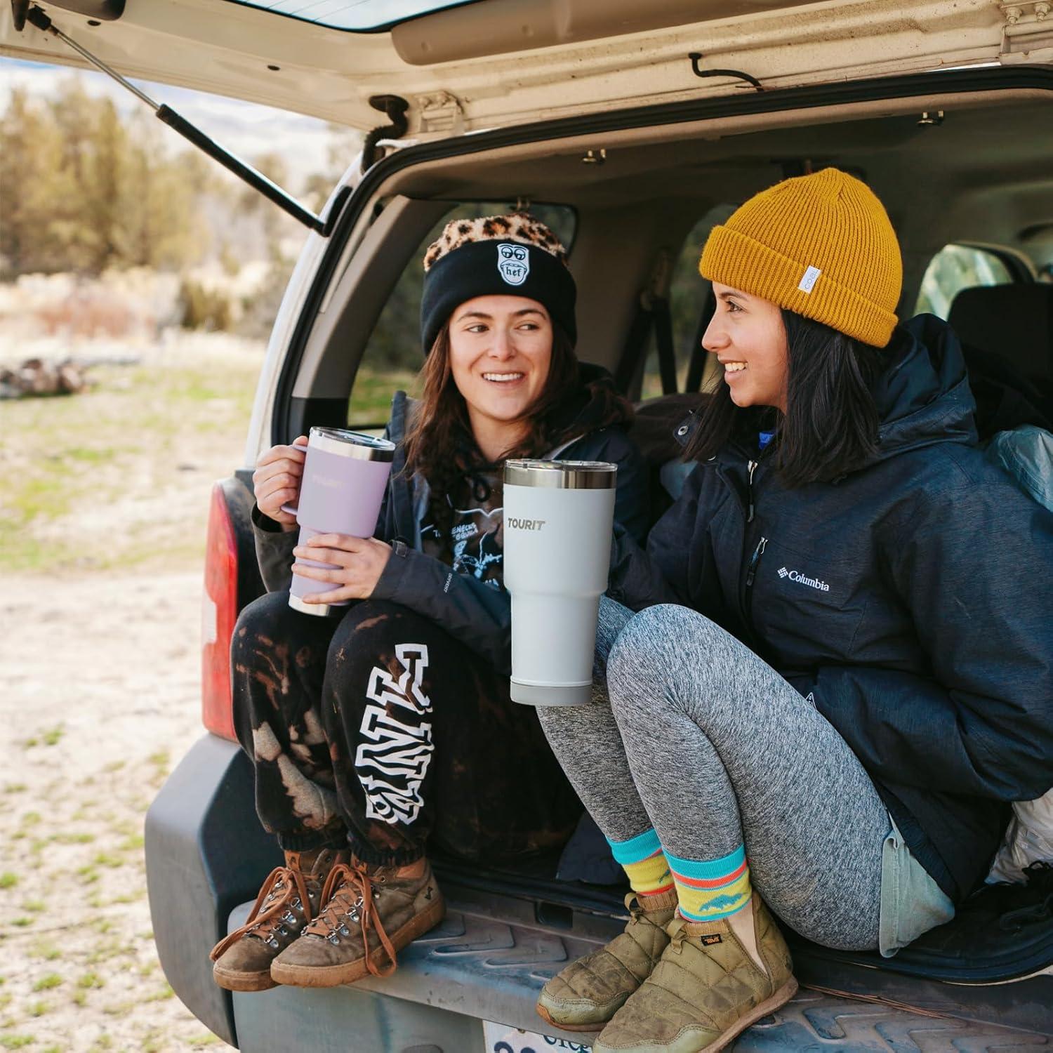 imageTOURIT 30oz Insulated Tumbler with Handle and Straw 3 in 1 SipAllWay Reusable MagSlider Lid Double Wall Sweatproof BPA Free to Keep Beverages Cold For 24Hrs or Hot For 8Hrs  PinkAViolets