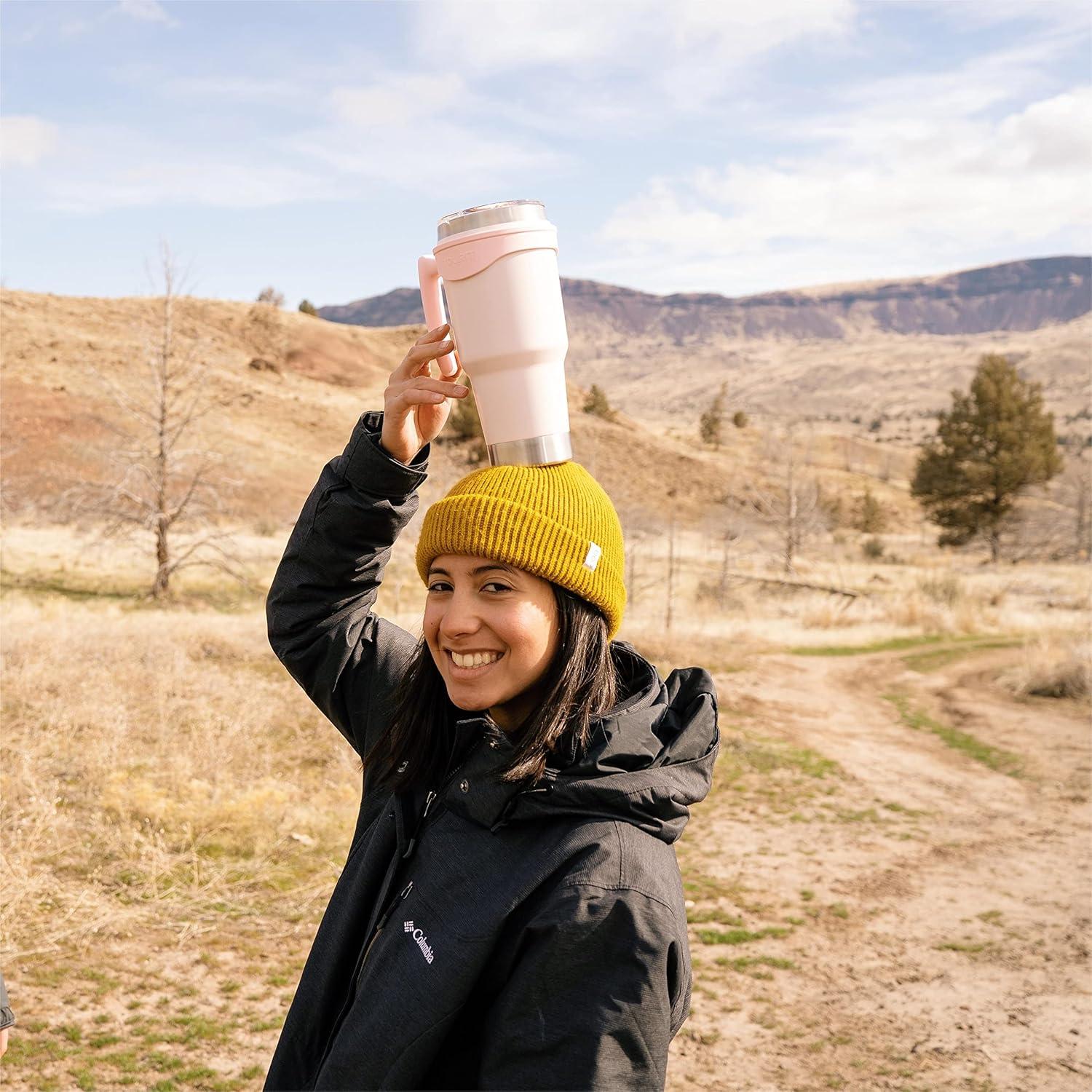 imageTOURIT 30oz Insulated Tumbler with Handle and Straw 3 in 1 SipAllWay Reusable MagSlider Lid Double Wall Sweatproof BPA Free to Keep Beverages Cold For 24Hrs or Hot For 8Hrs PinkBPink