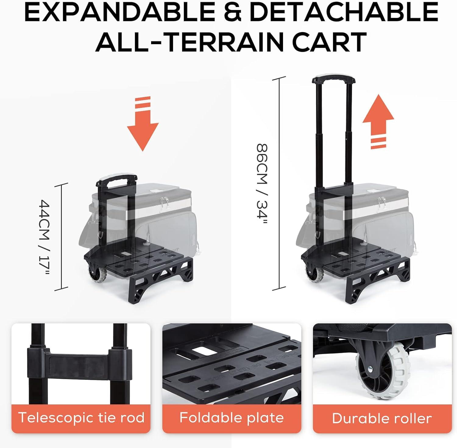 imageTOURIT 50Can Collapsible Rolling Cooler Leakproof Insulated Soft Cooling Bag with Wheels and AllTerrain Cart for Beach Camping Patio Travel Outdoor Ball FieldsA3Black