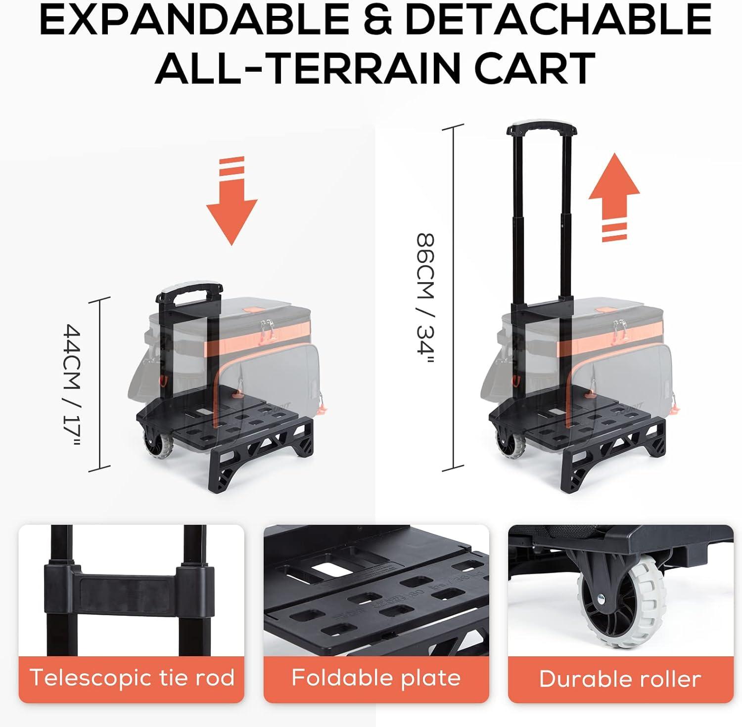 imageTOURIT 50Can Collapsible Rolling Cooler Leakproof Insulated Soft Cooling Bag with Wheels and AllTerrain Cart for Beach Camping Patio Travel Outdoor Ball FieldsA2Dark Gray