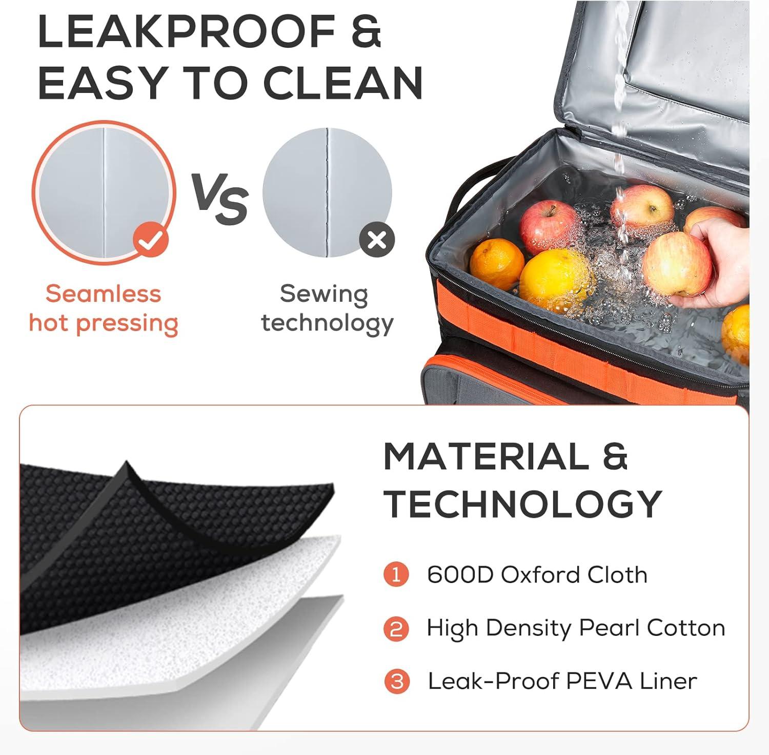 imageTOURIT 50Can Collapsible Rolling Cooler Leakproof Insulated Soft Cooling Bag with Wheels and AllTerrain Cart for Beach Camping Patio Travel Outdoor Ball FieldsA2Dark Gray