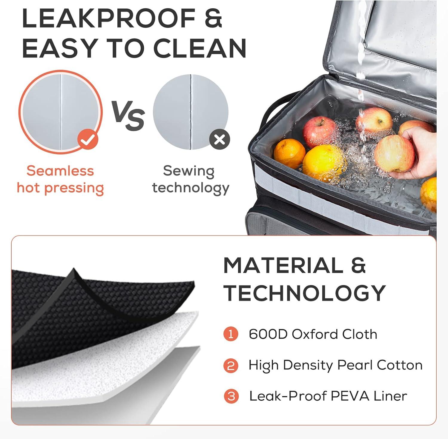 imageTOURIT 50Can Collapsible Rolling Cooler Leakproof Insulated Soft Cooling Bag with Wheels and AllTerrain Cart for Beach Camping Patio Travel Outdoor Ball FieldsA3Black