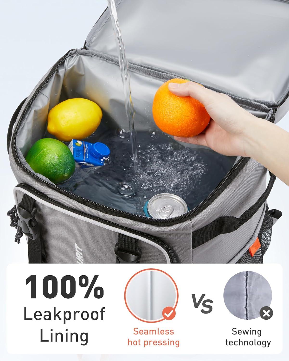 imageTOURIT 50Can Rolling Backpack Double Deck ampamp DualBar Handle Travel Soft Cooler Bag with Wheels for Women 30L Space Beach Cooler Size 18quot15quot3quot13quot11quot01Grey