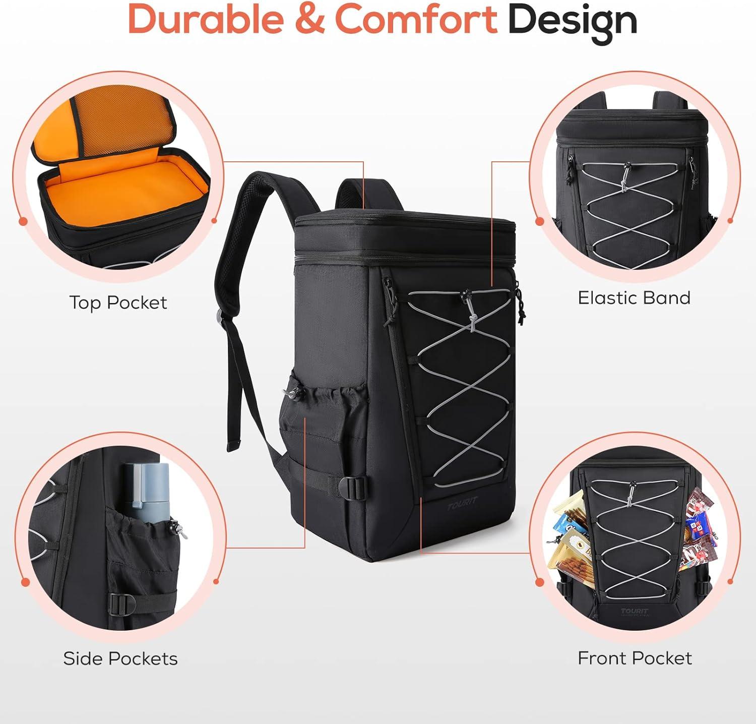 imageTOURIT Backpack Cooler Leakproof Insulated Cooler Backpack Large Capacity Lightweight Soft Cooler Bag for Men Women to Picnics Camping Hiking Beach Park or Day Trips
