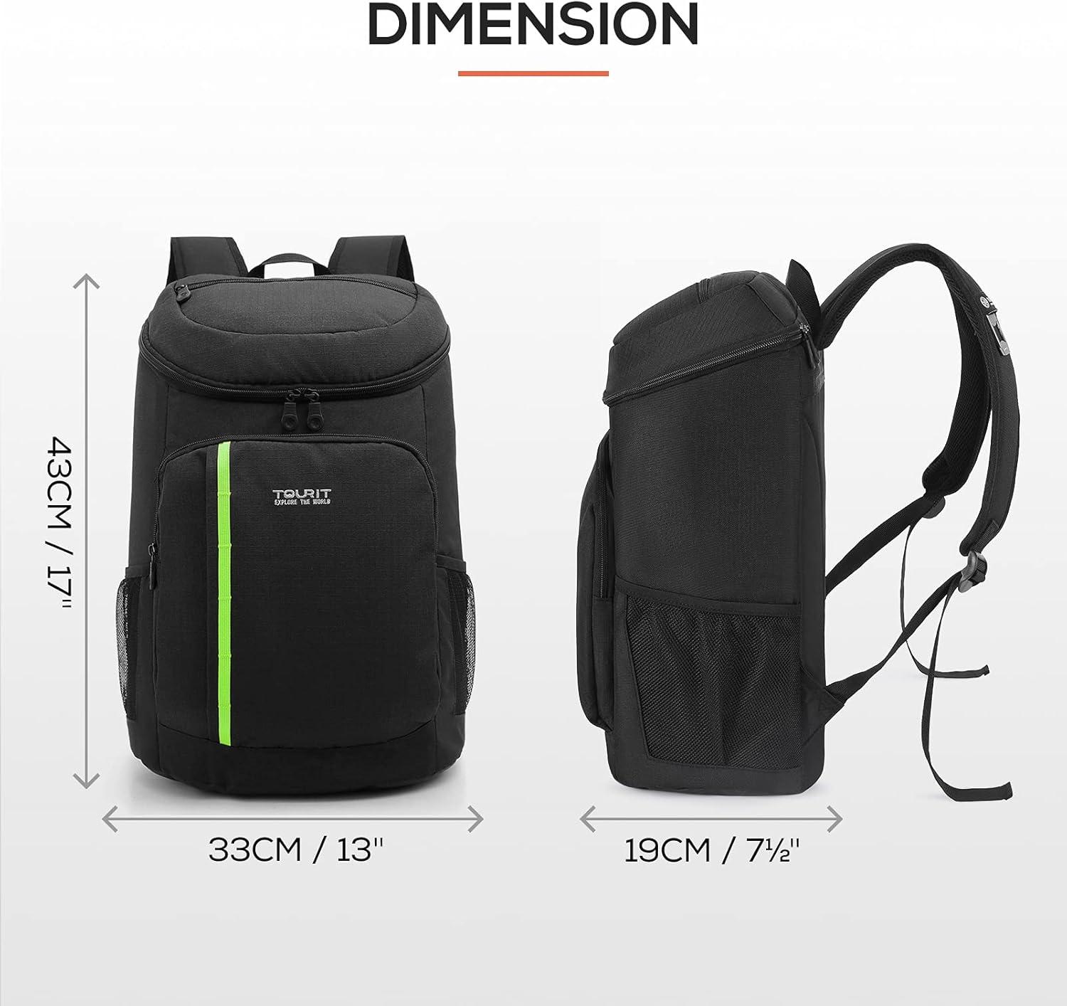 imageTOURIT Cooler Backpack 30 Cans Lightweight Insulated Backpack Cooler LeakProof for Men and WomenBlack