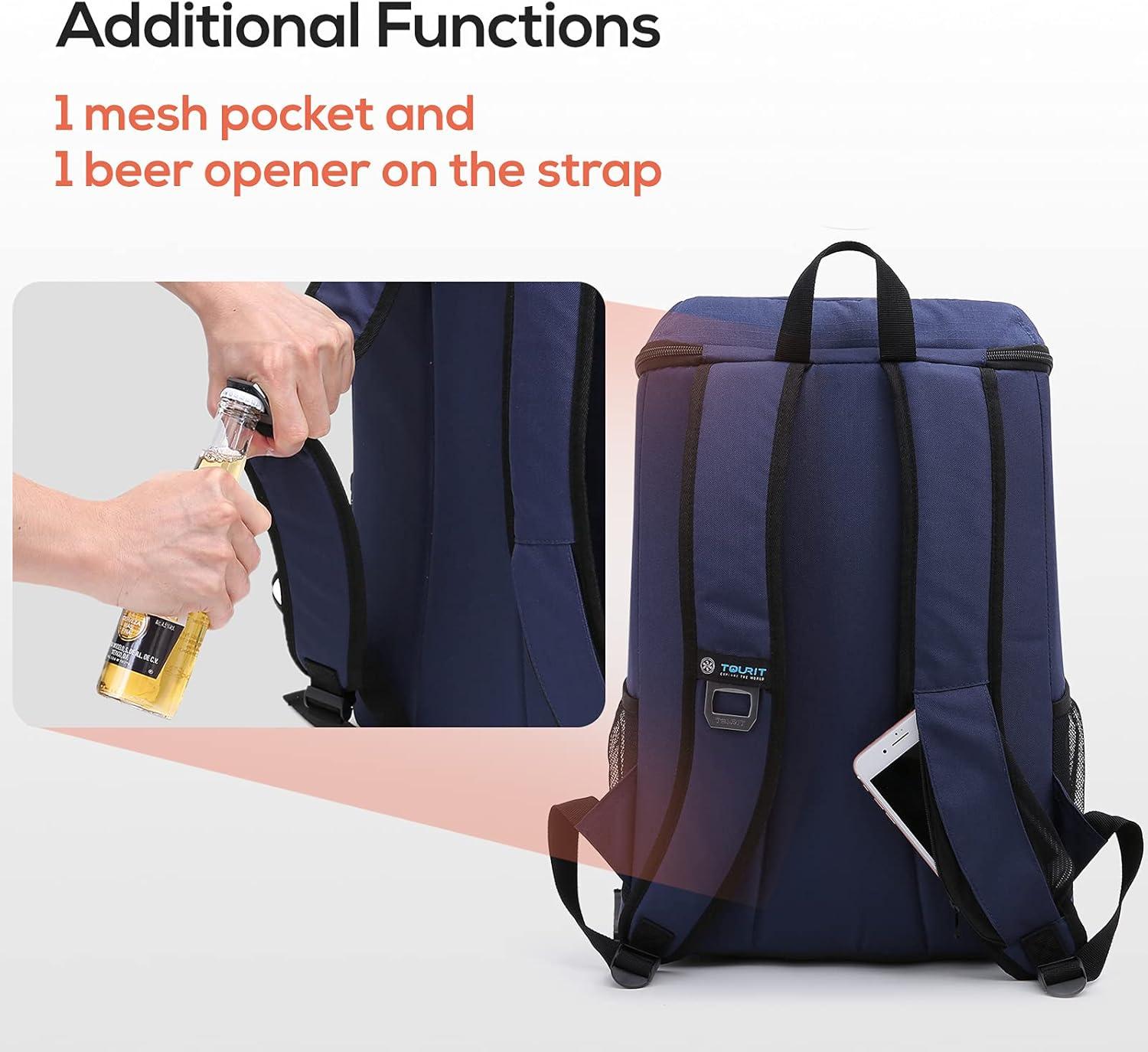 imageTOURIT Cooler Backpack 30 Cans Lightweight Insulated Backpack Cooler LeakProof for Men and WomenBlue