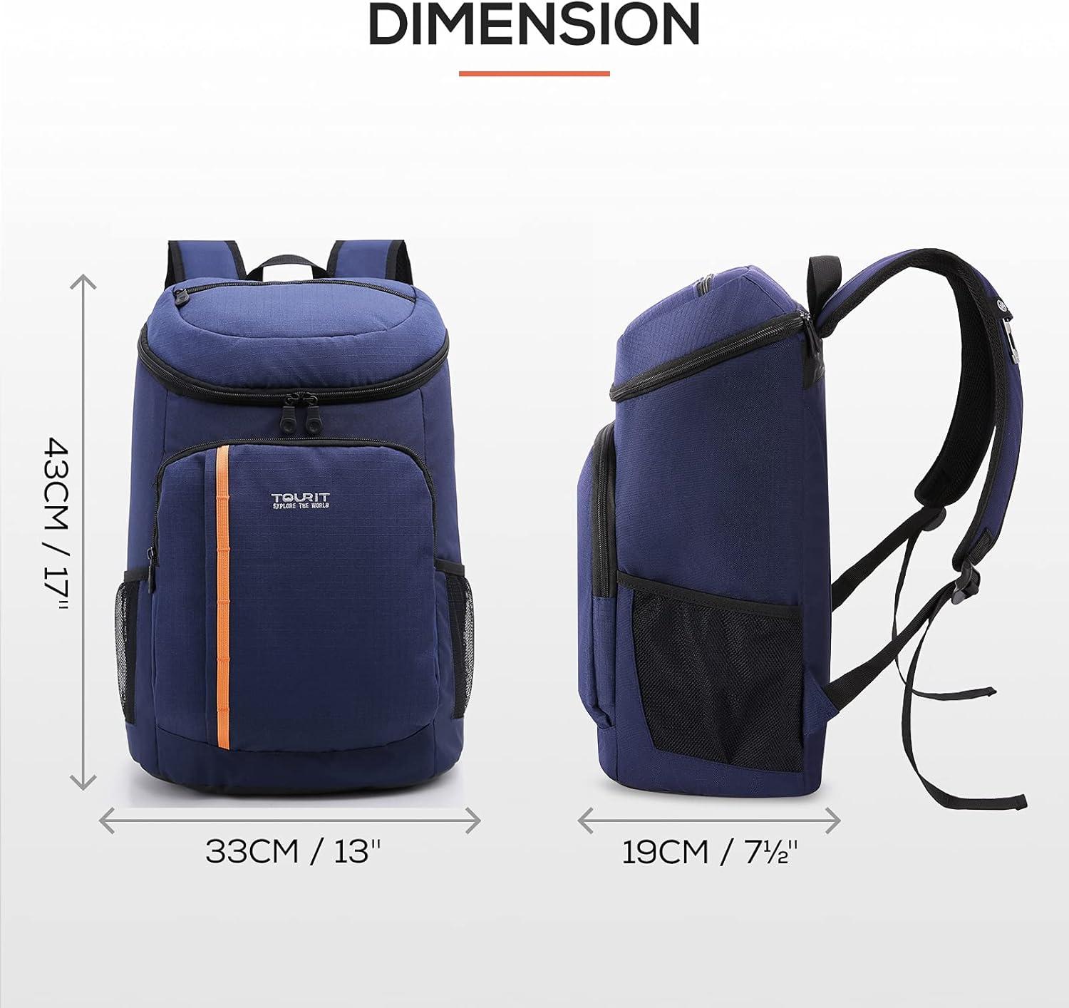 imageTOURIT Cooler Backpack 30 Cans Lightweight Insulated Backpack Cooler LeakProof for Men and WomenBlue