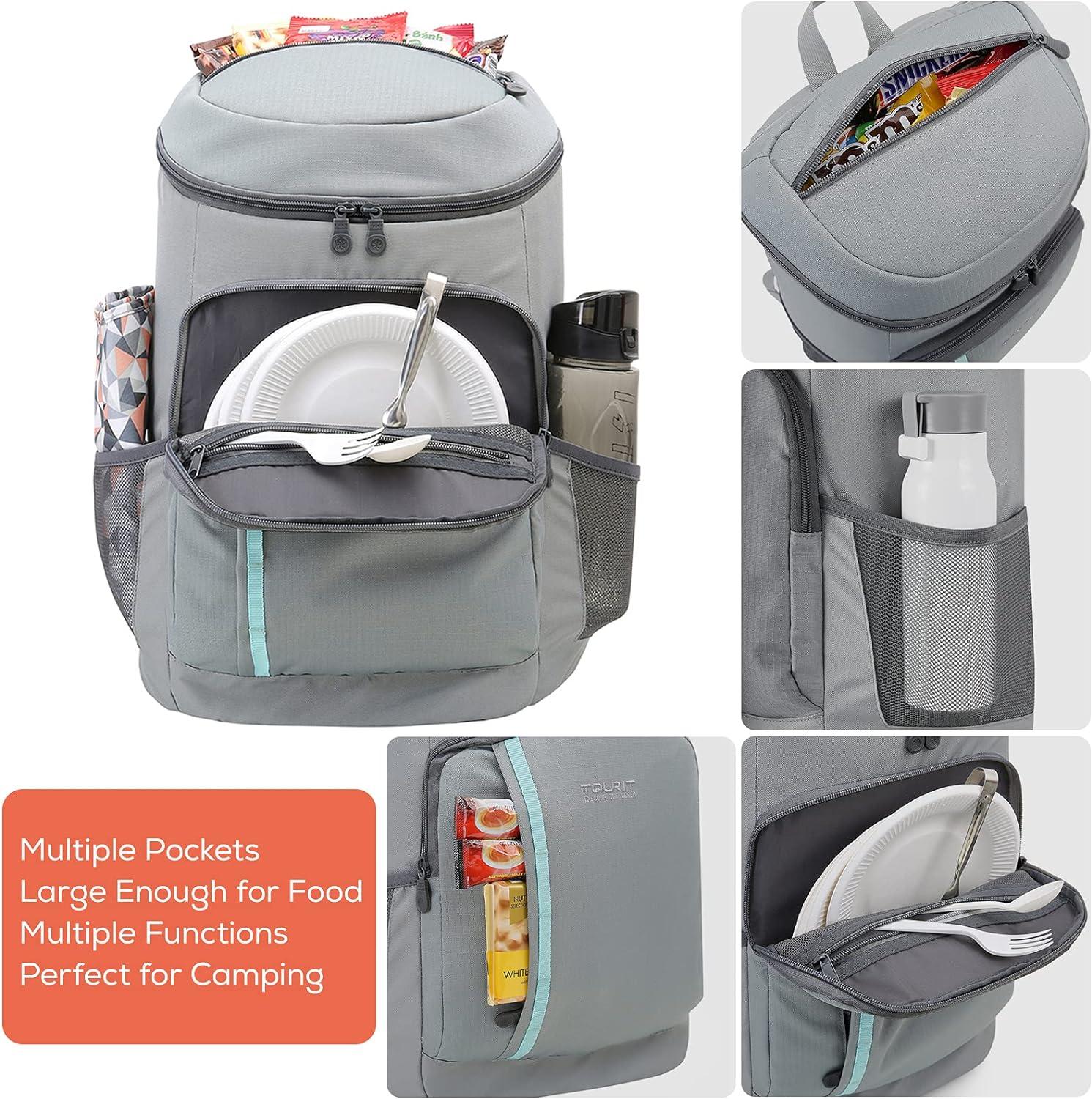 imageTOURIT Cooler Backpack 30 Cans Lightweight Insulated Backpack Cooler LeakProof for Men and WomenGrey