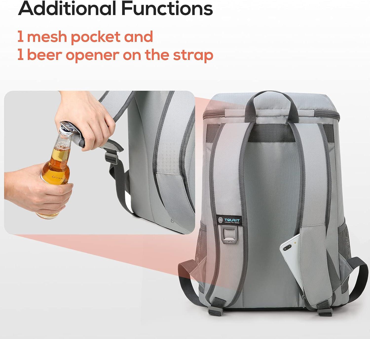 imageTOURIT Cooler Backpack 30 Cans Lightweight Insulated Backpack Cooler LeakProof for Men and WomenGrey