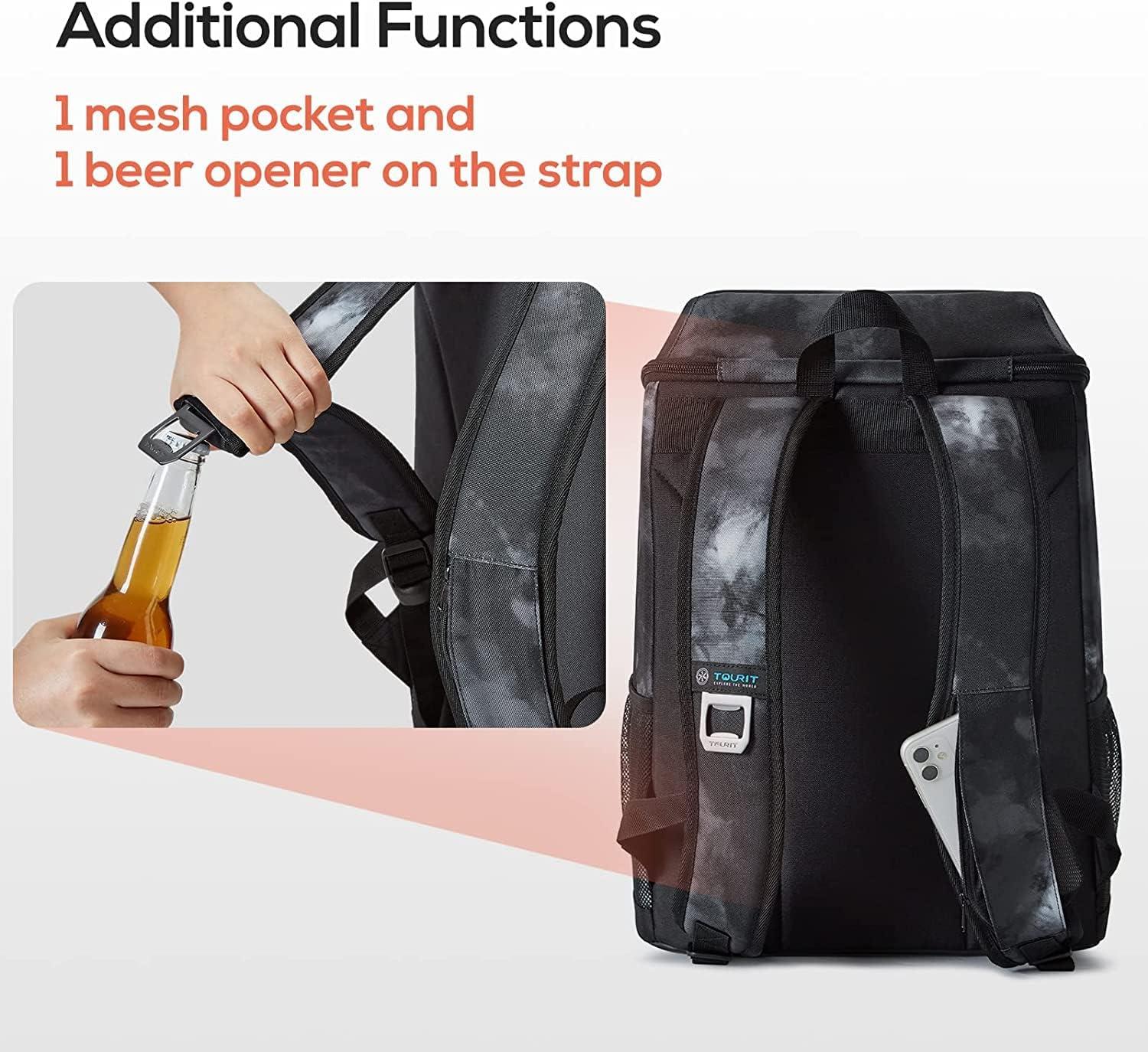 imageTOURIT Cooler Backpack 30 Cans Lightweight Insulated Backpack Cooler LeakProof for Men and WomenTieDyed Black