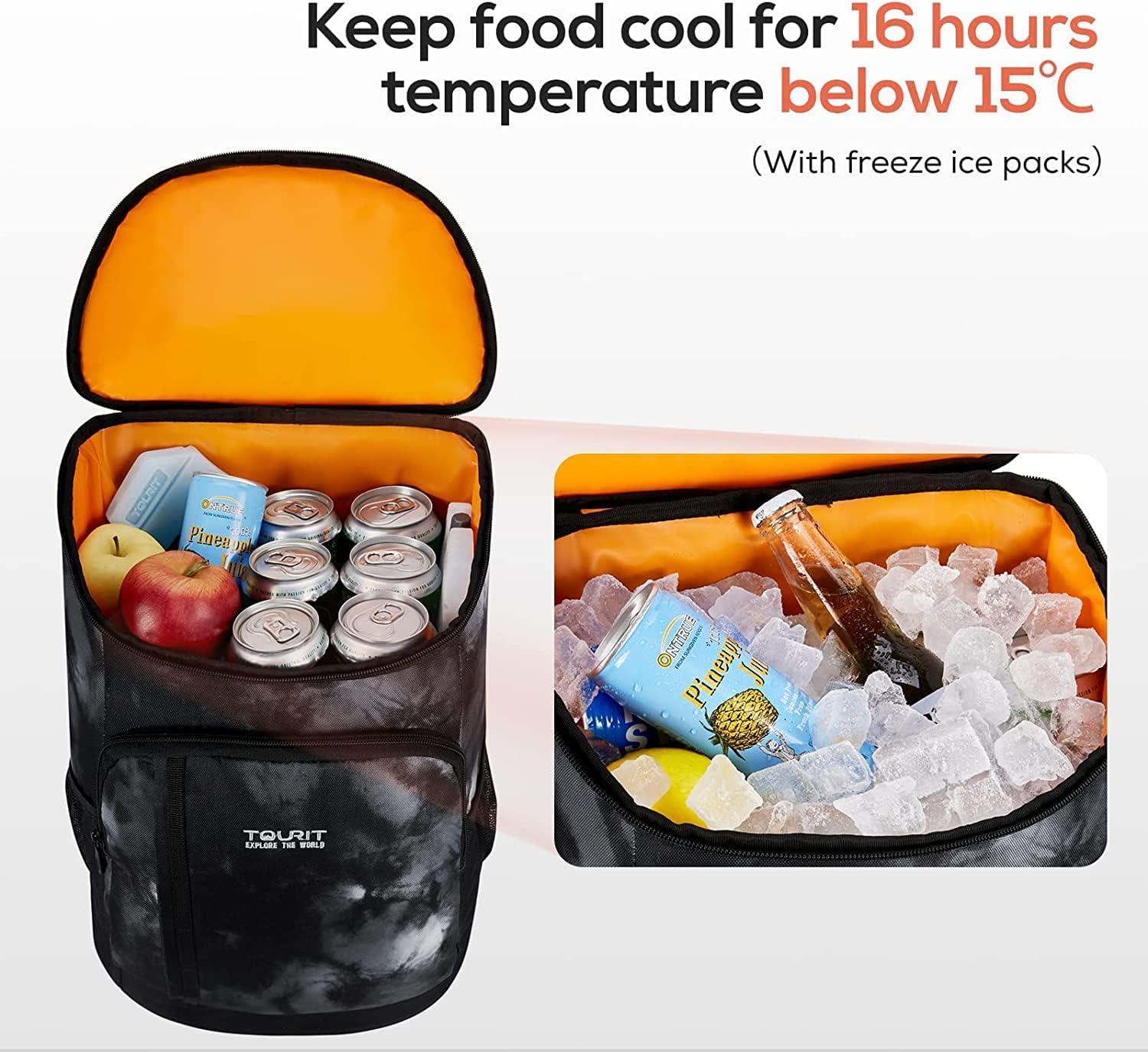 imageTOURIT Cooler Backpack 30 Cans Lightweight Insulated Backpack Cooler LeakProof for Men and WomenTieDyed Black