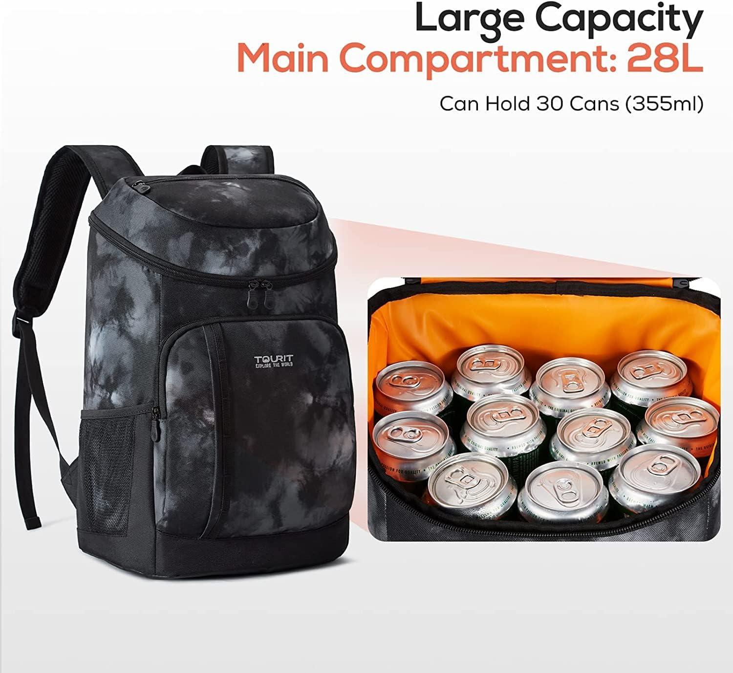 imageTOURIT Cooler Backpack 30 Cans Lightweight Insulated Backpack Cooler LeakProof for Men and WomenTieDyed Black