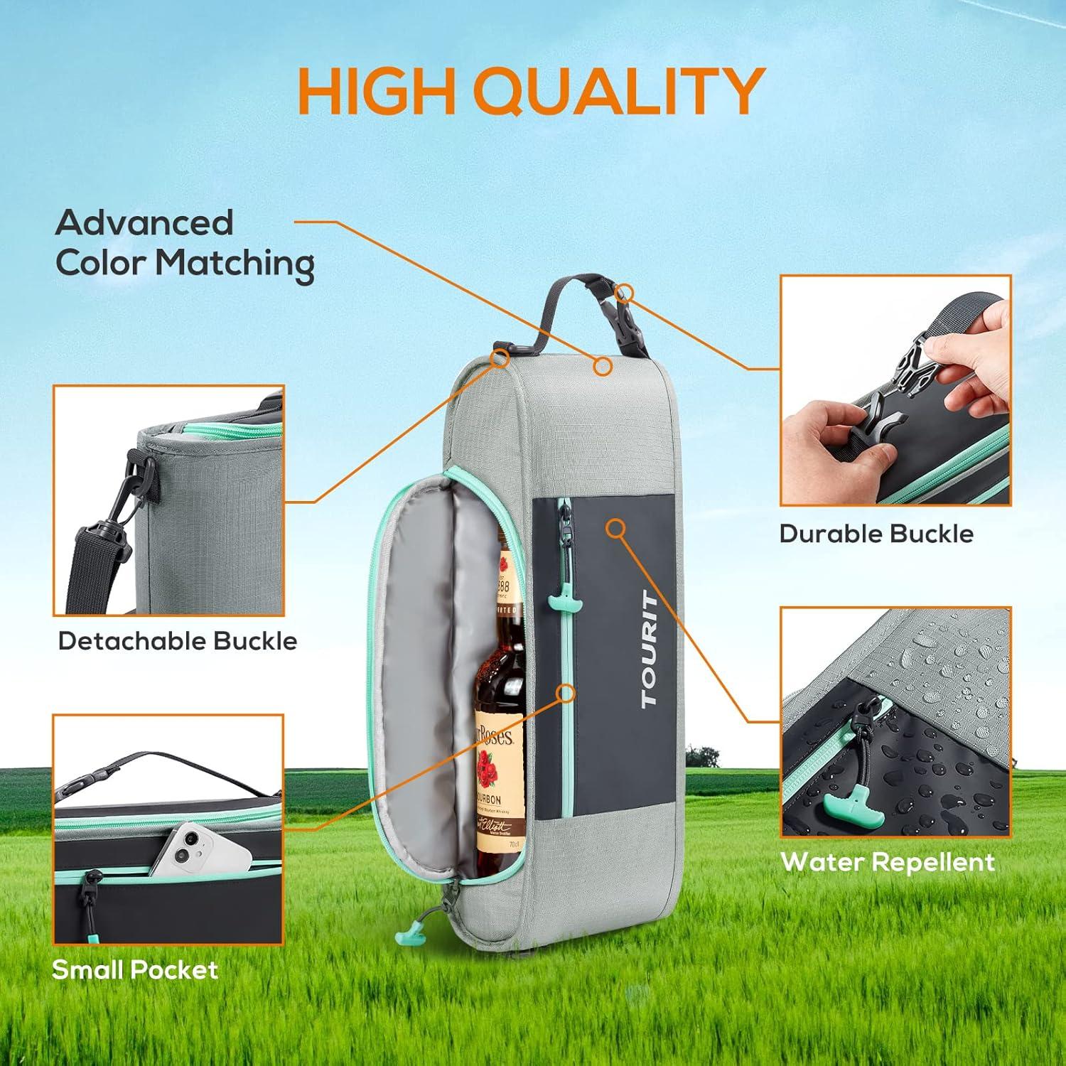 imageTOURIT Cooler Bag  6Can Insulated Sleeve Small Soft Golf Accessories for Men Fits Discreetly in Golf BagGrey