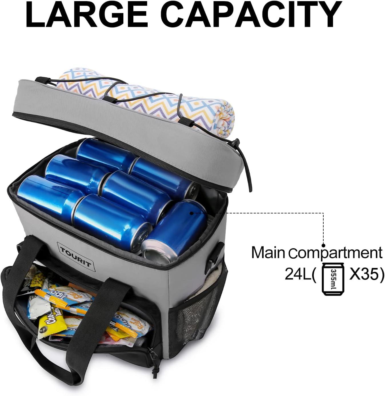 imageTOURIT Cooler Bag 243546Can Insulated Soft Cooler Portable Cooler Bag 1462432L Large Lunch Cooler for Picnic Beach Work Trip02Grey