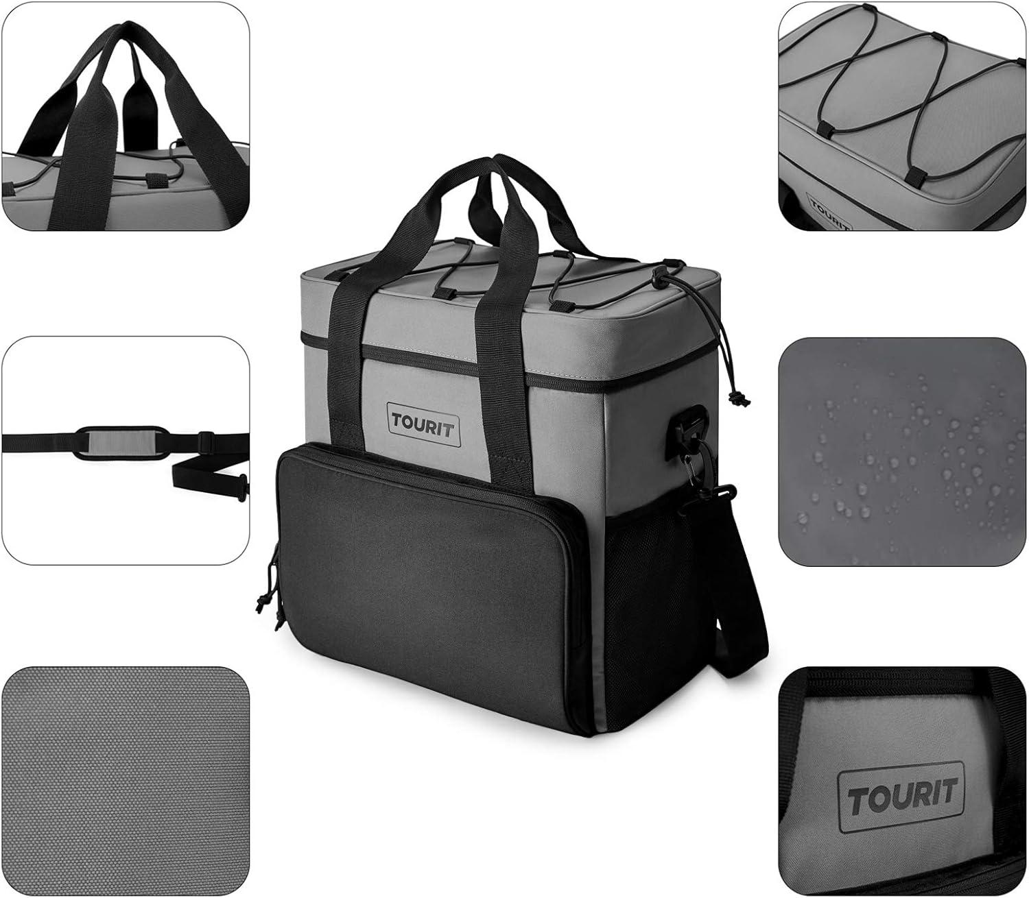 imageTOURIT Cooler Bag 243546Can Insulated Soft Cooler Portable Cooler Bag 1462432L Large Lunch Cooler for Picnic Beach Work Trip02Grey