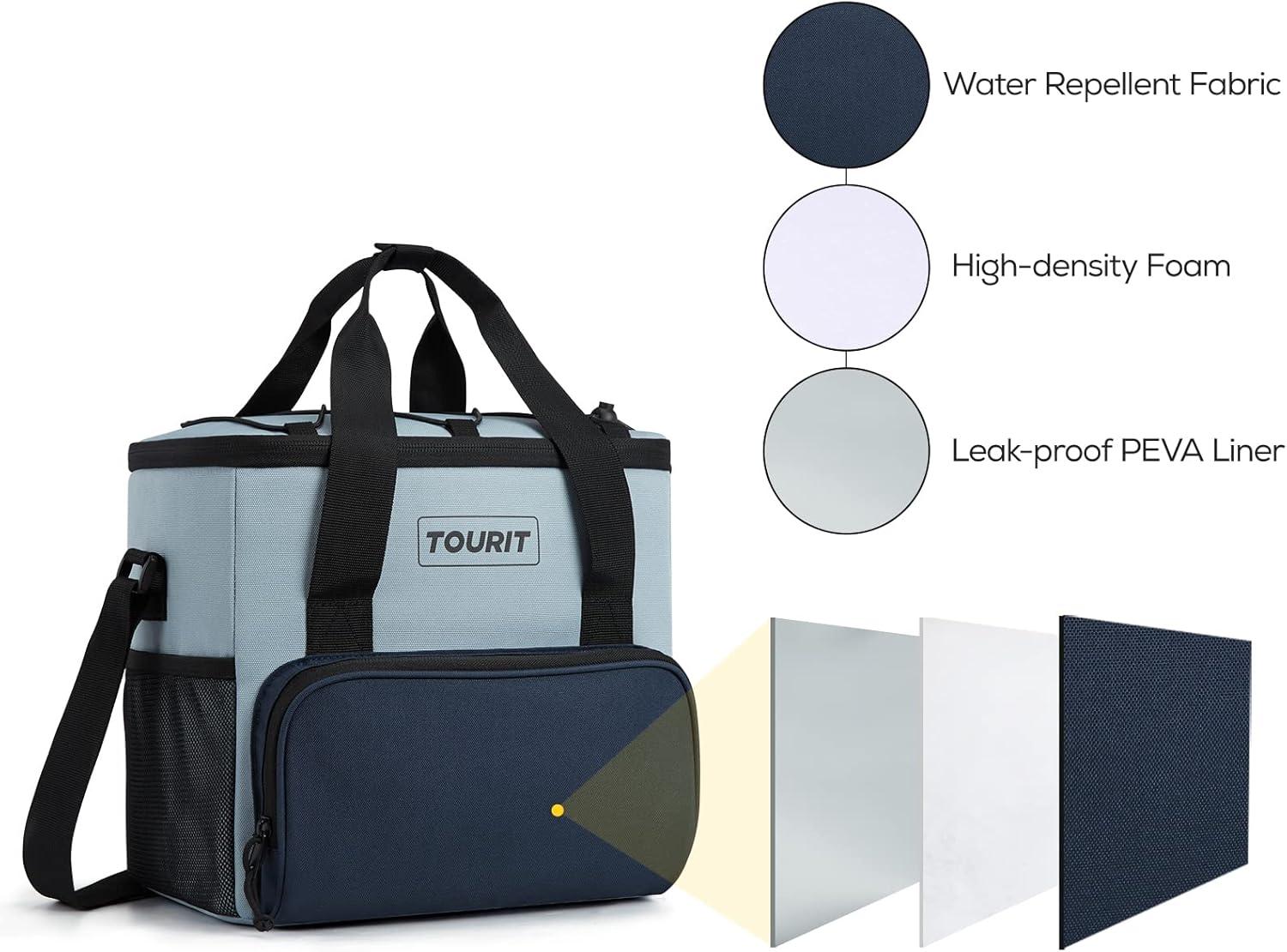 imageTOURIT Cooler Bag 243546Can Insulated Soft Cooler Portable Cooler Bag 1462432L Large Lunch Cooler for Picnic Beach Work Trip04Grey Blue
