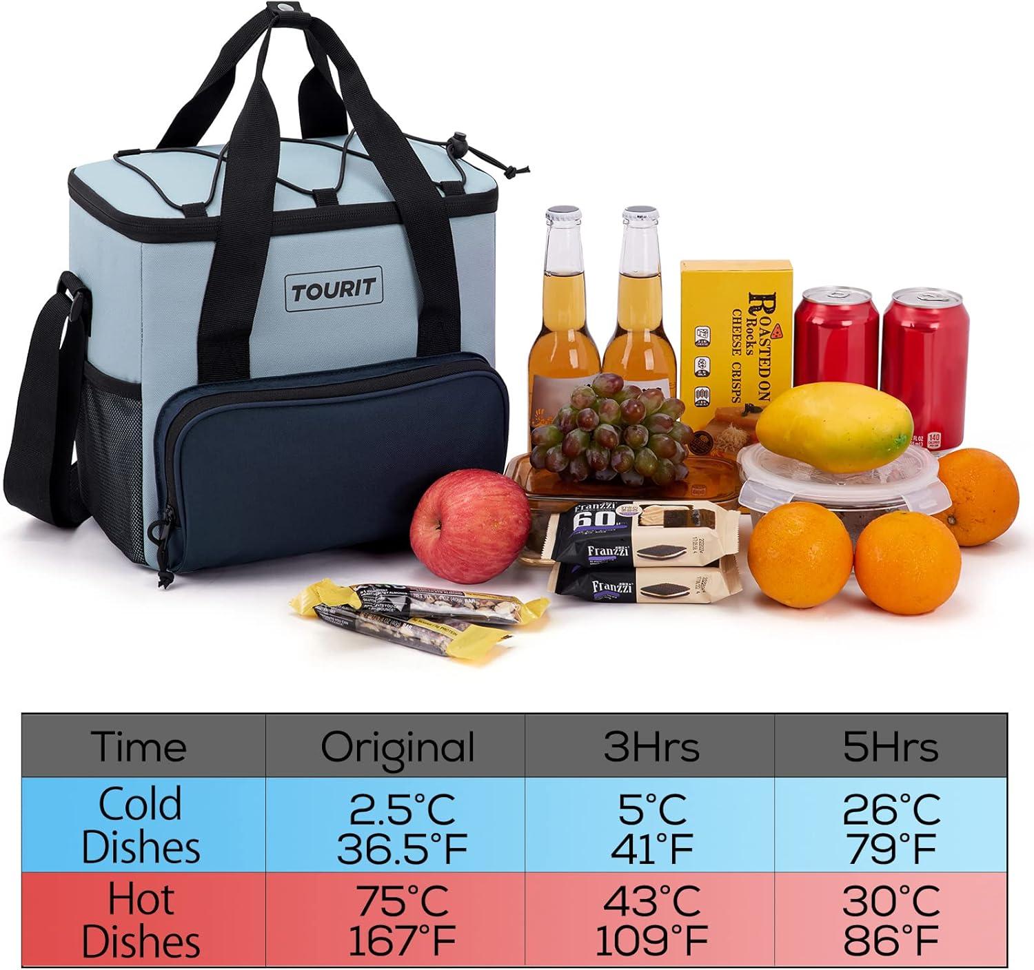 imageTOURIT Cooler Bag 243546Can Insulated Soft Cooler Portable Cooler Bag 1462432L Large Lunch Cooler for Picnic Beach Work Trip04Grey Blue