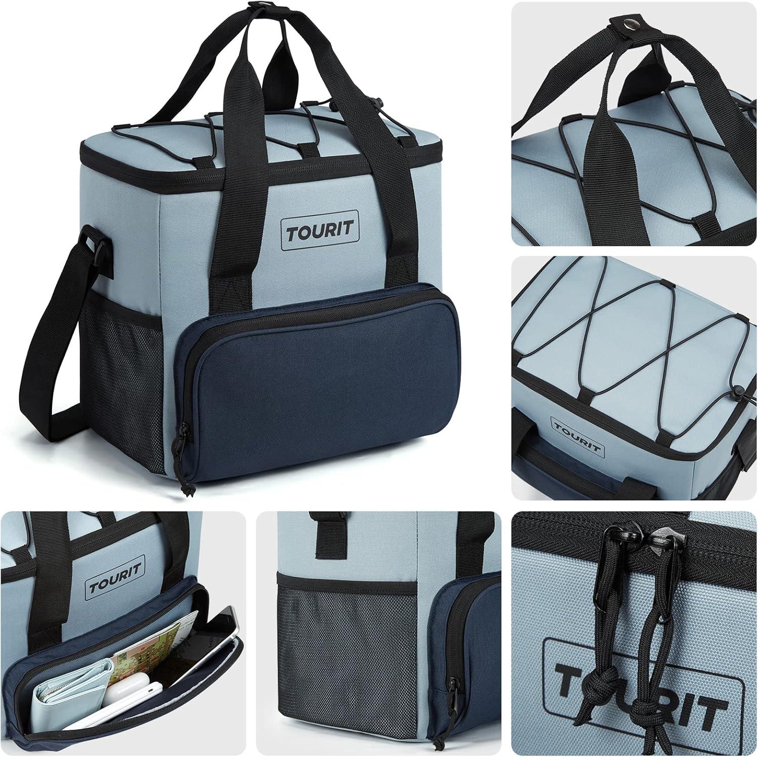 imageTOURIT Cooler Bag 243546Can Insulated Soft Cooler Portable Cooler Bag 1462432L Large Lunch Cooler for Picnic Beach Work Trip04Grey Blue
