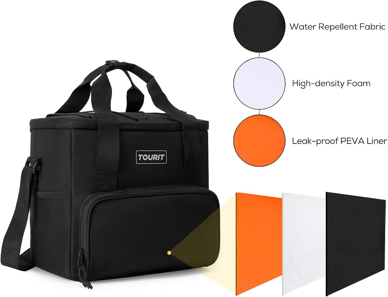 imageTOURIT Cooler Bag 243546Can Insulated Soft Cooler Portable Cooler Bag 1462432L Large Lunch Cooler for Picnic Beach Work TripBlack