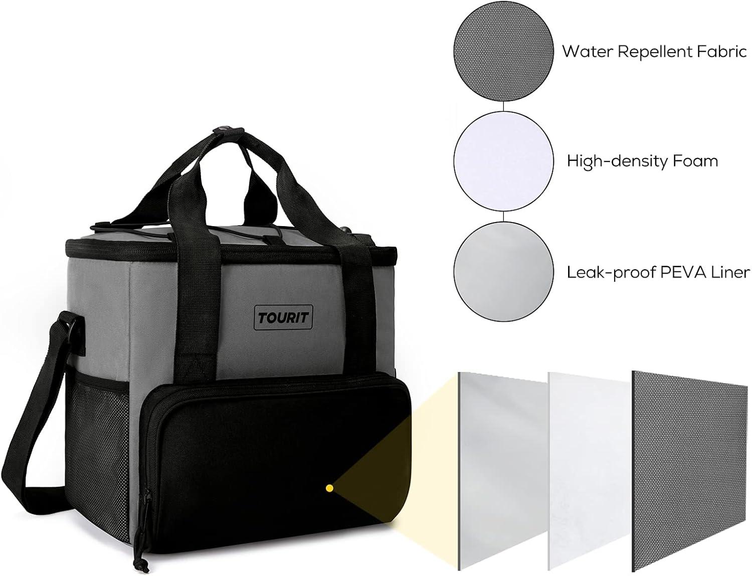 imageTOURIT Cooler Bag 243546Can Insulated Soft Cooler Portable Cooler Bag 1462432L Large Lunch Cooler for Picnic Beach Work TripGrey
