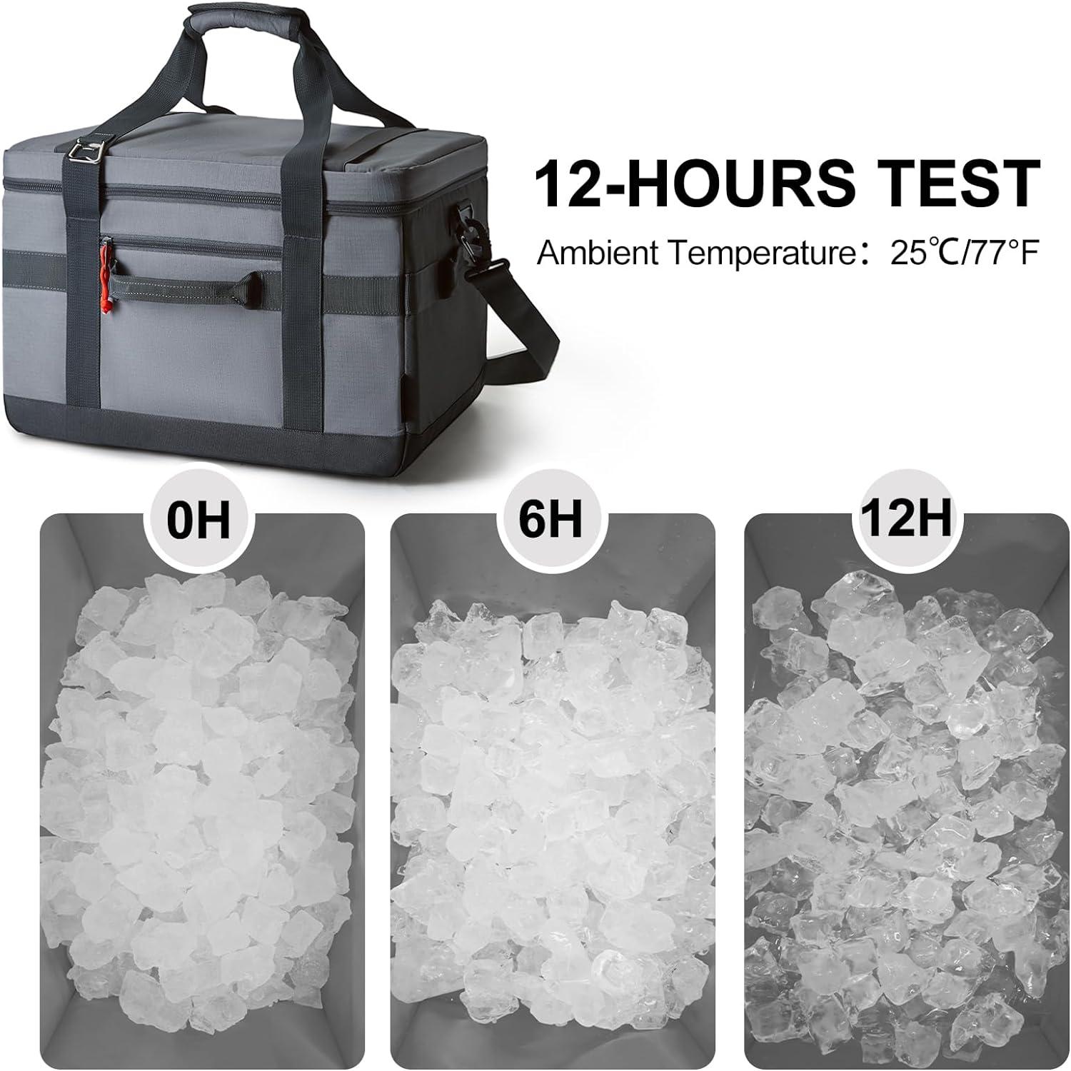 imageTOURIT Cooler Bag 4860 Cans Insulated Soft Cooler Large Collapsible Cooler Bag 3240L Lunch Coolers for Picnic Beach Work Trip01Grey
