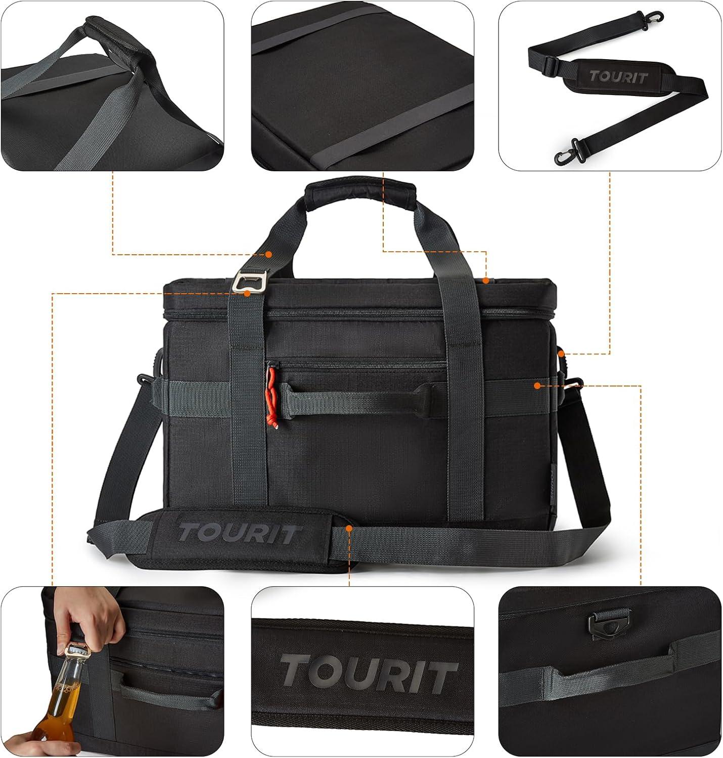 imageTOURIT Cooler Bag 4860 Cans Insulated Soft Cooler Large Collapsible Cooler Bag 3240L Lunch Coolers for Picnic Beach Work Trip02Black
