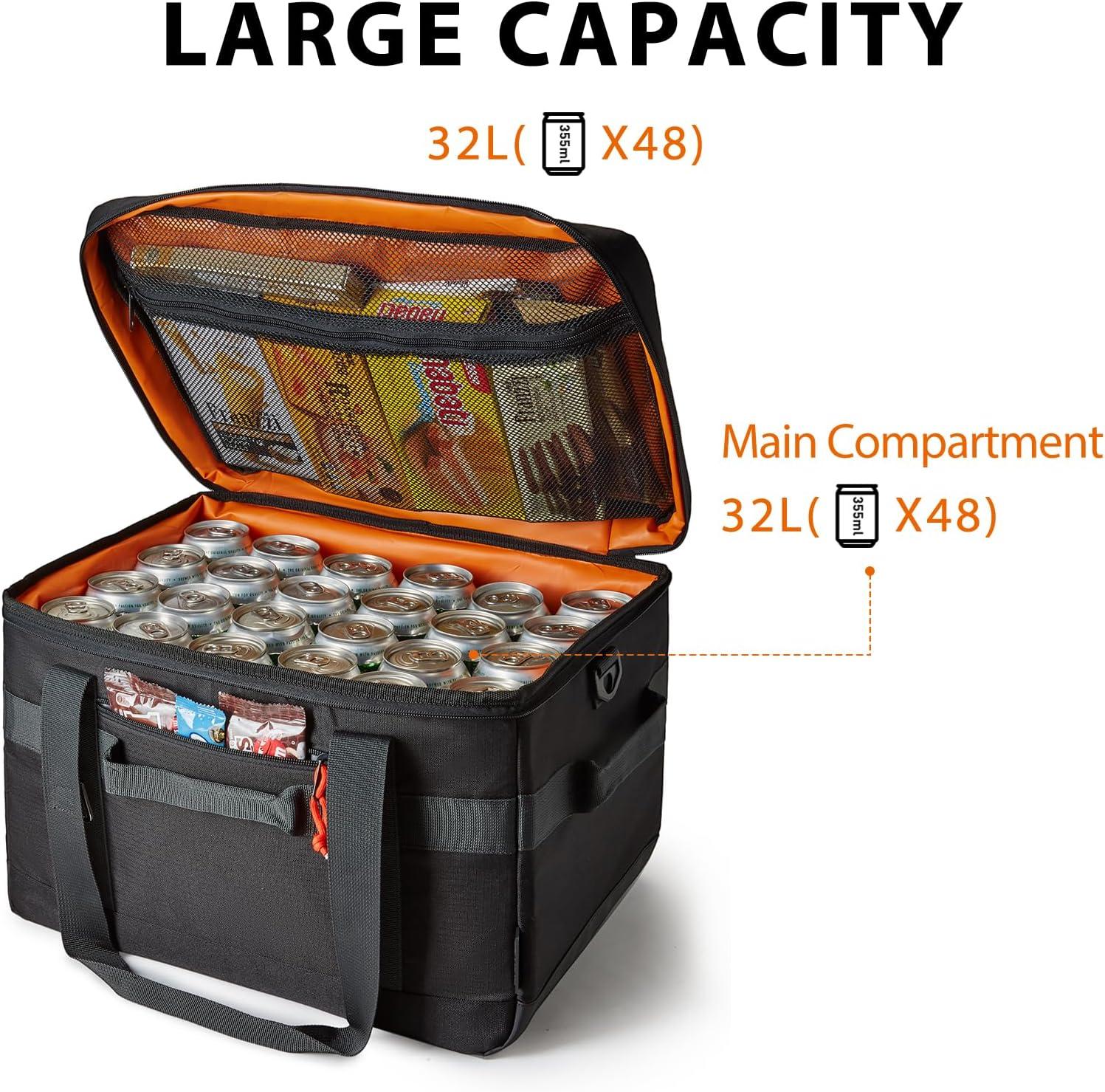 imageTOURIT Cooler Bag 4860 Cans Insulated Soft Cooler Large Collapsible Cooler Bag 3240L Lunch Coolers for Picnic Beach Work Trip02Black