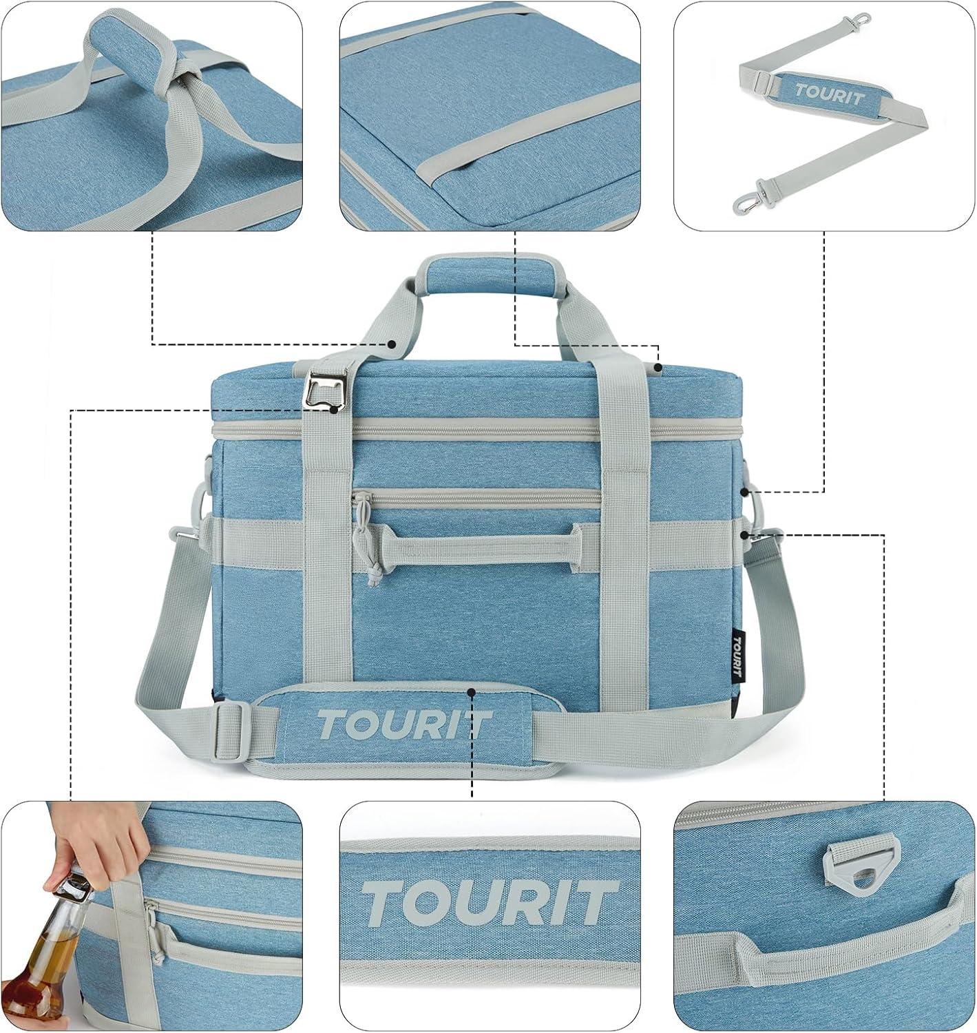imageTOURIT Cooler Bag 4860 Cans Insulated Soft Cooler Large Collapsible Cooler Bag 3240L Lunch Coolers for Picnic Beach Work Trip03Light Blue