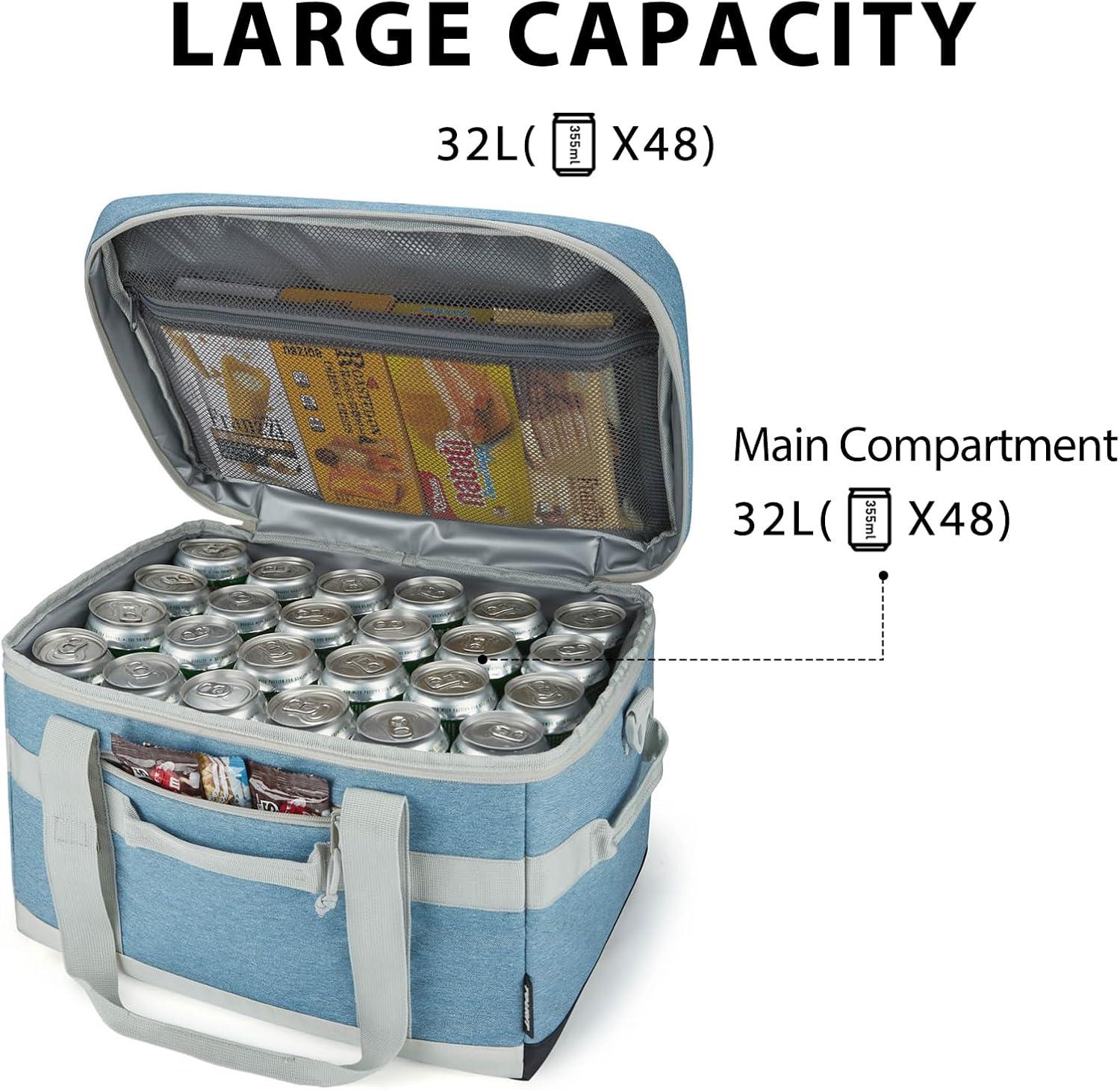 imageTOURIT Cooler Bag 4860 Cans Insulated Soft Cooler Large Collapsible Cooler Bag 3240L Lunch Coolers for Picnic Beach Work Trip03Light Blue