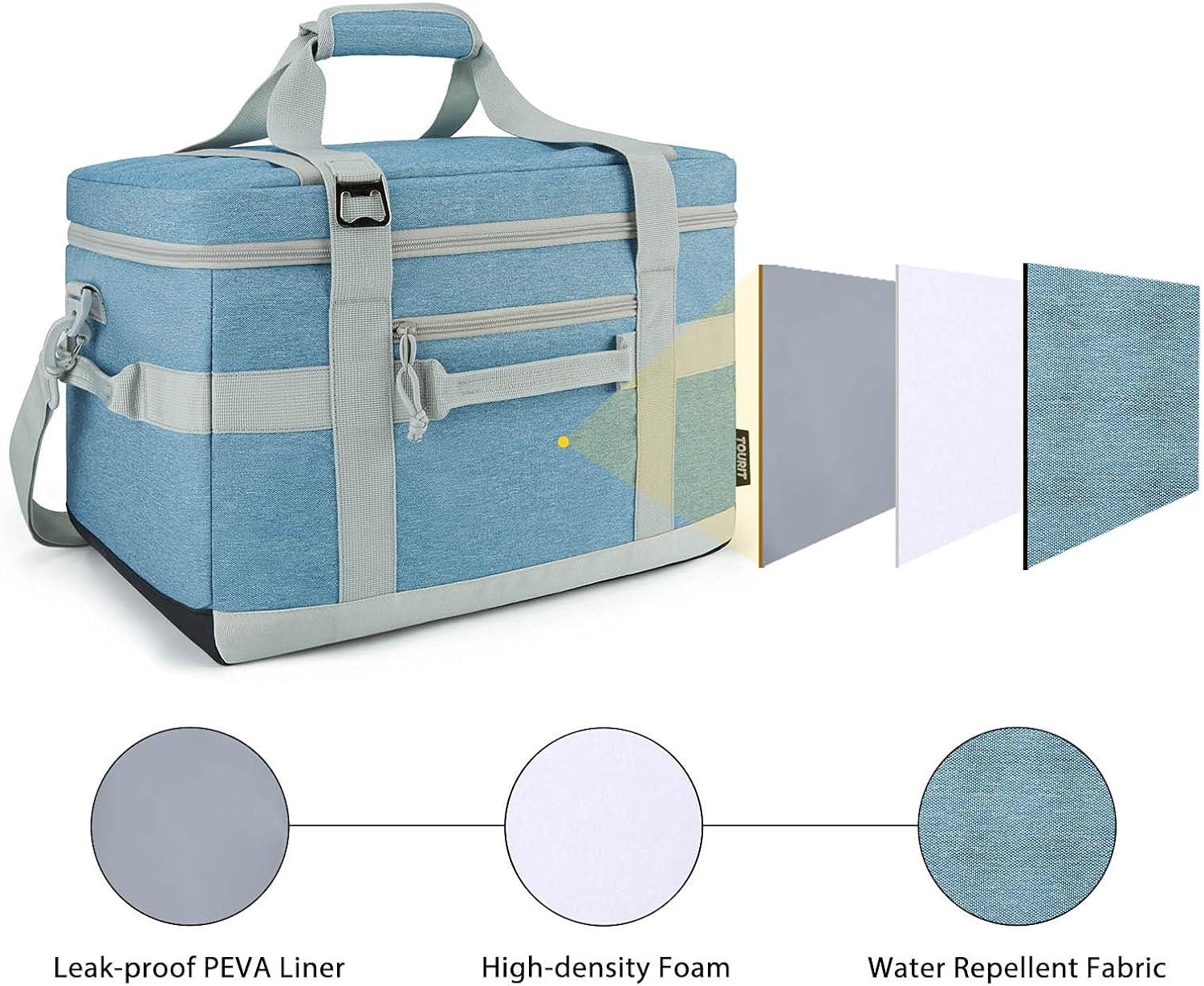 imageTOURIT Cooler Bag 4860 Cans Insulated Soft Cooler Large Collapsible Cooler Bag 3240L Lunch Coolers for Picnic Beach Work Trip03Light Blue