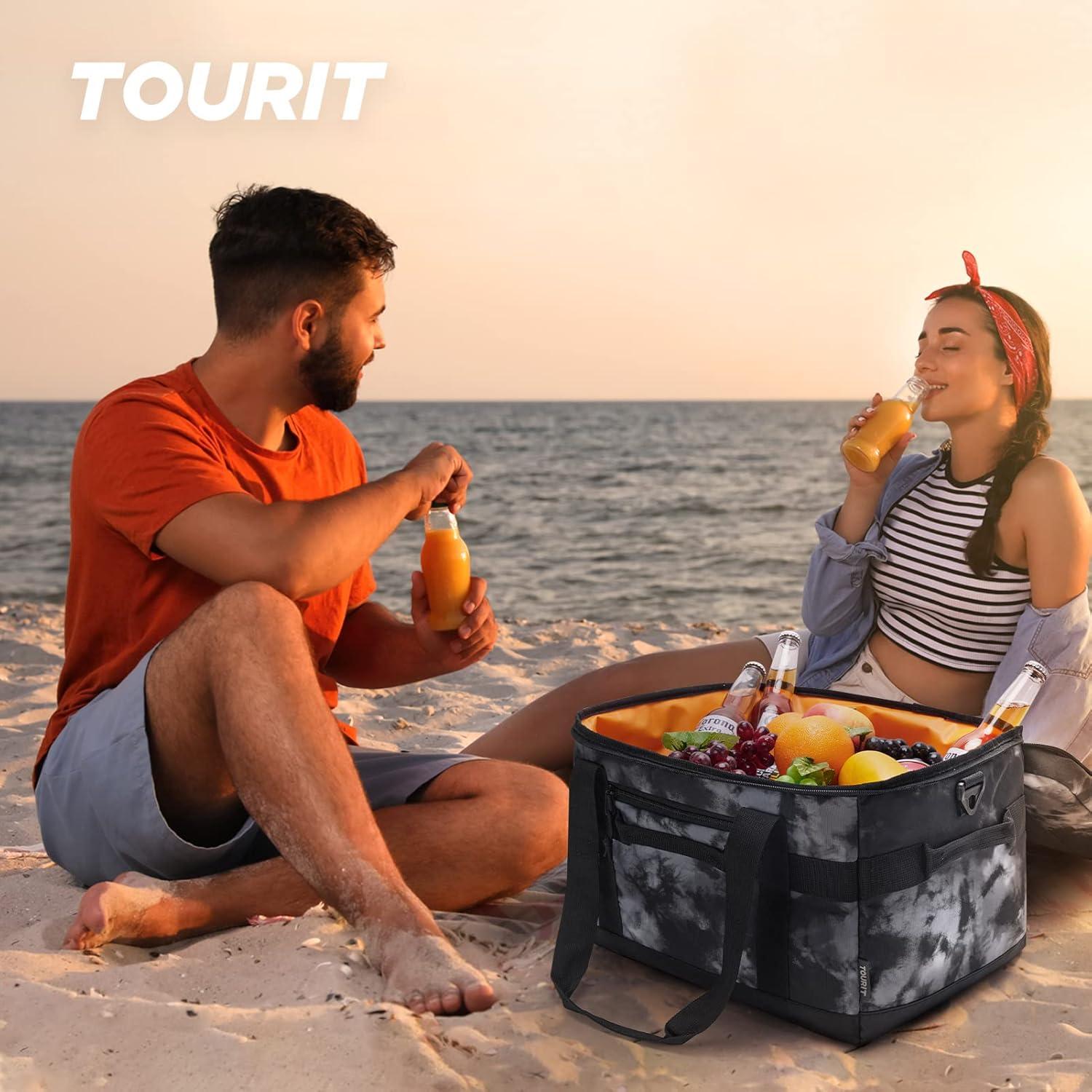 imageTOURIT Cooler Bag 4860 Cans Insulated Soft Cooler Large Collapsible Cooler Bag 3240L Lunch Coolers for Picnic Beach Work Trip04Tiedyed Black
