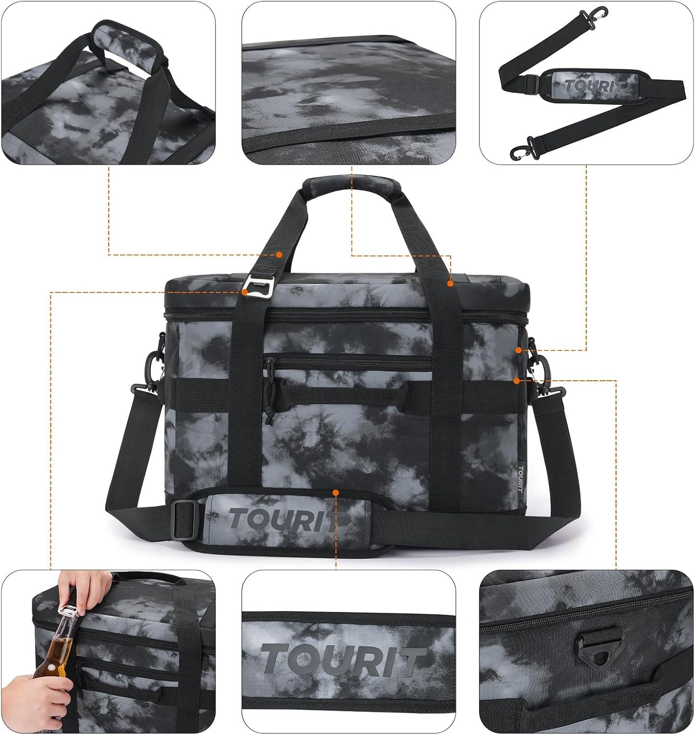 imageTOURIT Cooler Bag 4860 Cans Insulated Soft Cooler Large Collapsible Cooler Bag 3240L Lunch Coolers for Picnic Beach Work Trip04Tiedyed Black