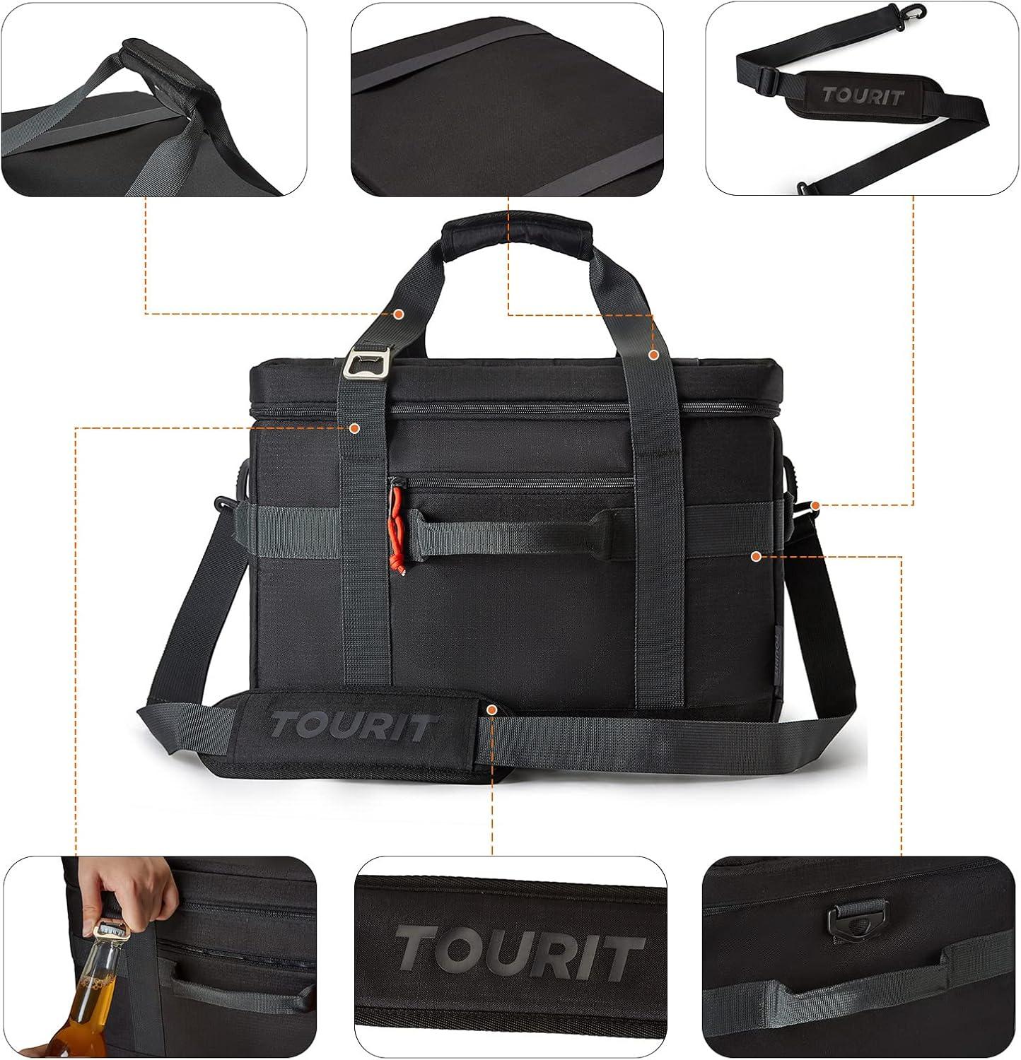 imageTOURIT Cooler Bag 4860 Cans Insulated Soft Cooler Large Collapsible Cooler Bag 3240L Lunch Coolers for Picnic Beach Work TripBlack