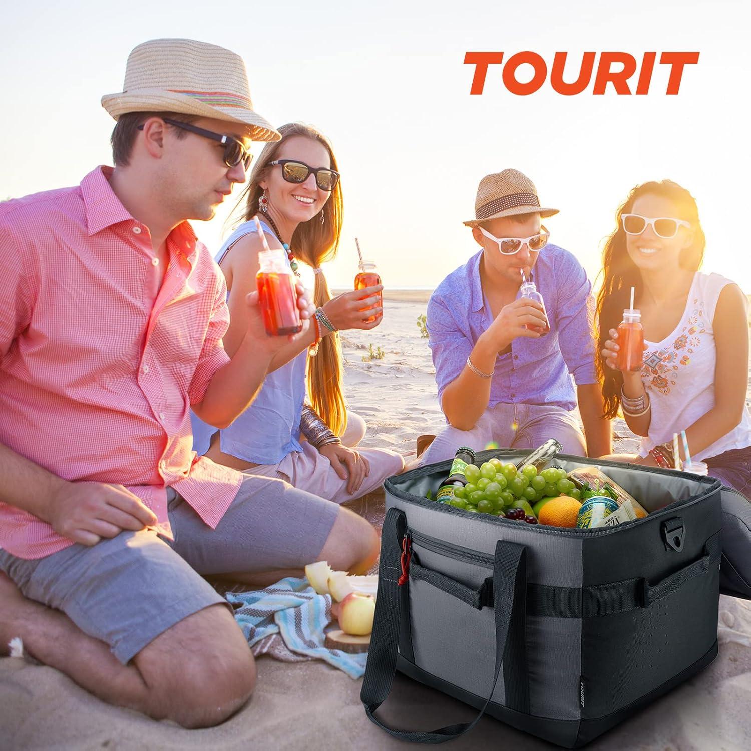 imageTOURIT Cooler Bag 4860 Cans Insulated Soft Cooler Large Collapsible Cooler Bag 3240L Lunch Coolers for Picnic Beach Work TripGrey
