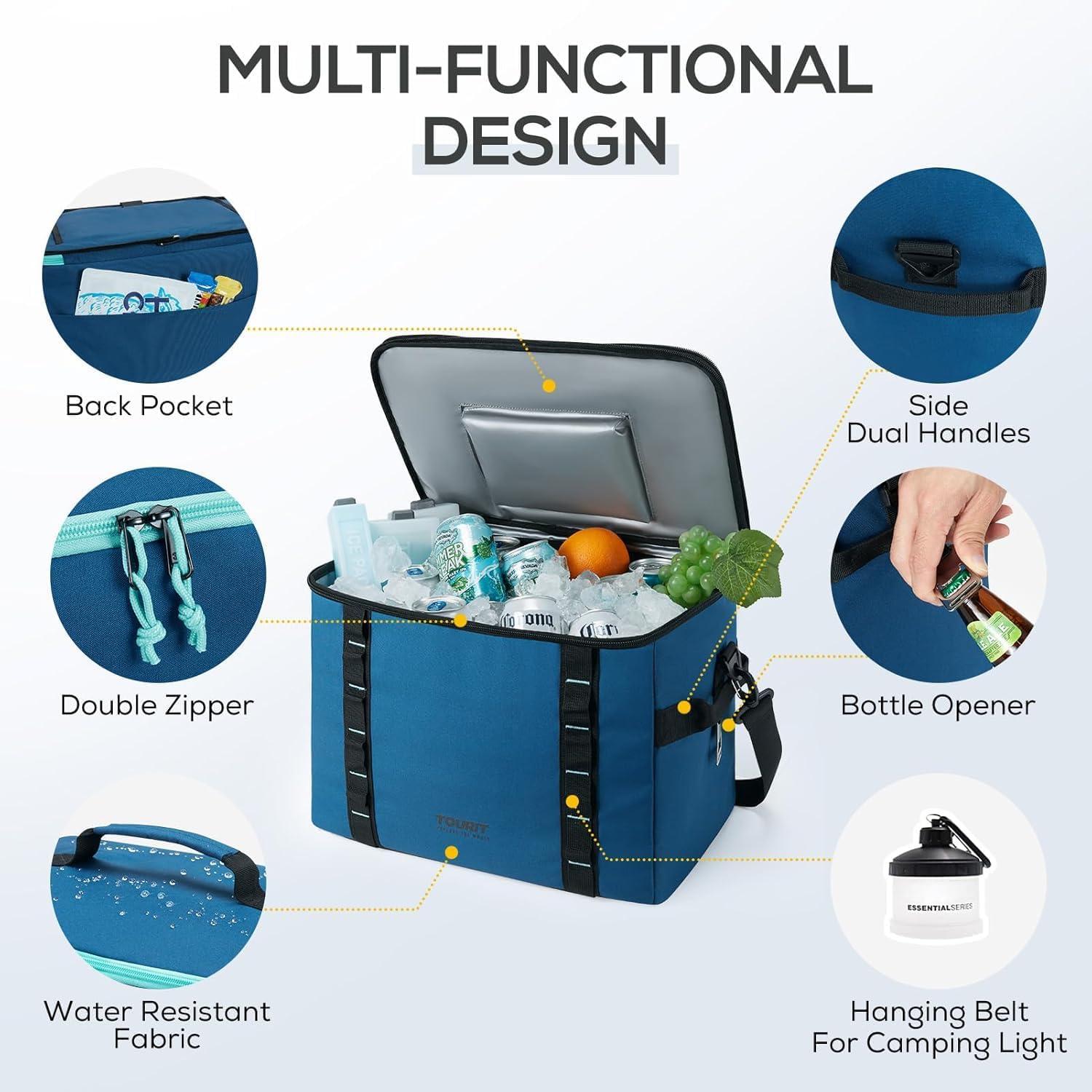 imageTOURIT Cooler Bag 69 Cans Insulated Soft Cooler Large Collapsible Cooler Bag Lunch Coolers for Picnic Beach Work TripDark Blue
