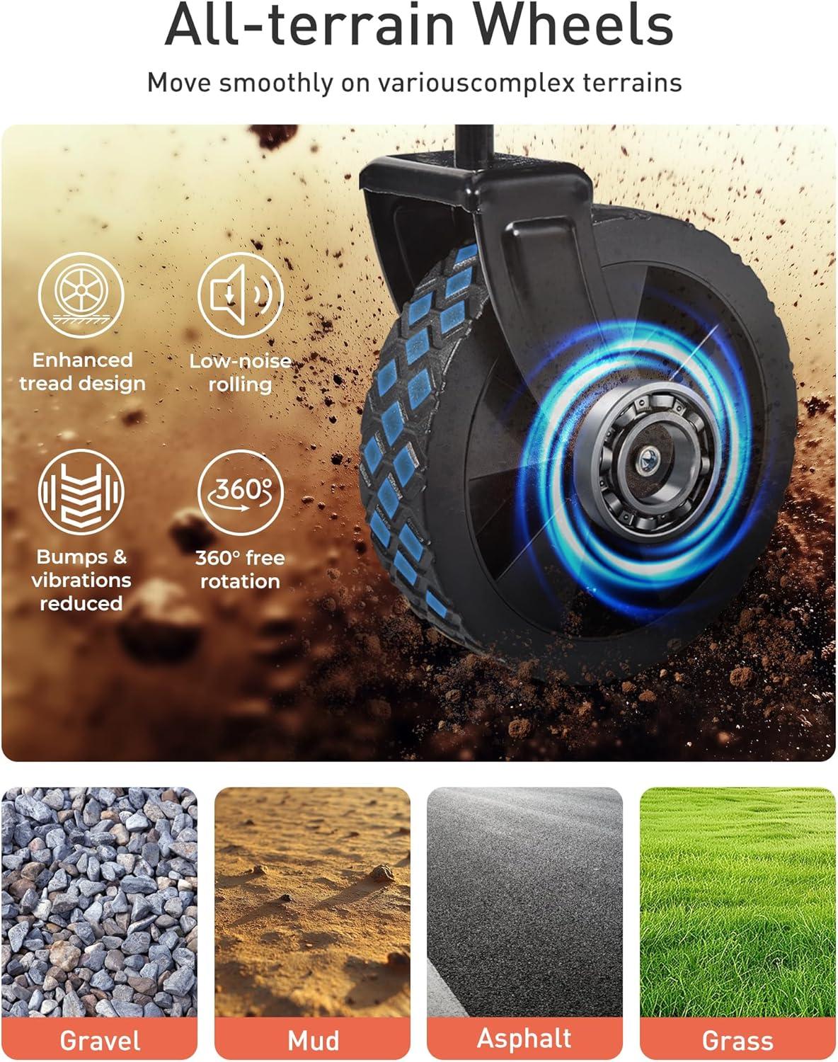 imageTOURIT Foldable Collapsible Wagon with All Terrain Wheels Heavy Duty Portable Cart for Camping Beach Shopping 330 lbs Capacity Utility Cart BlackGrayish Blue