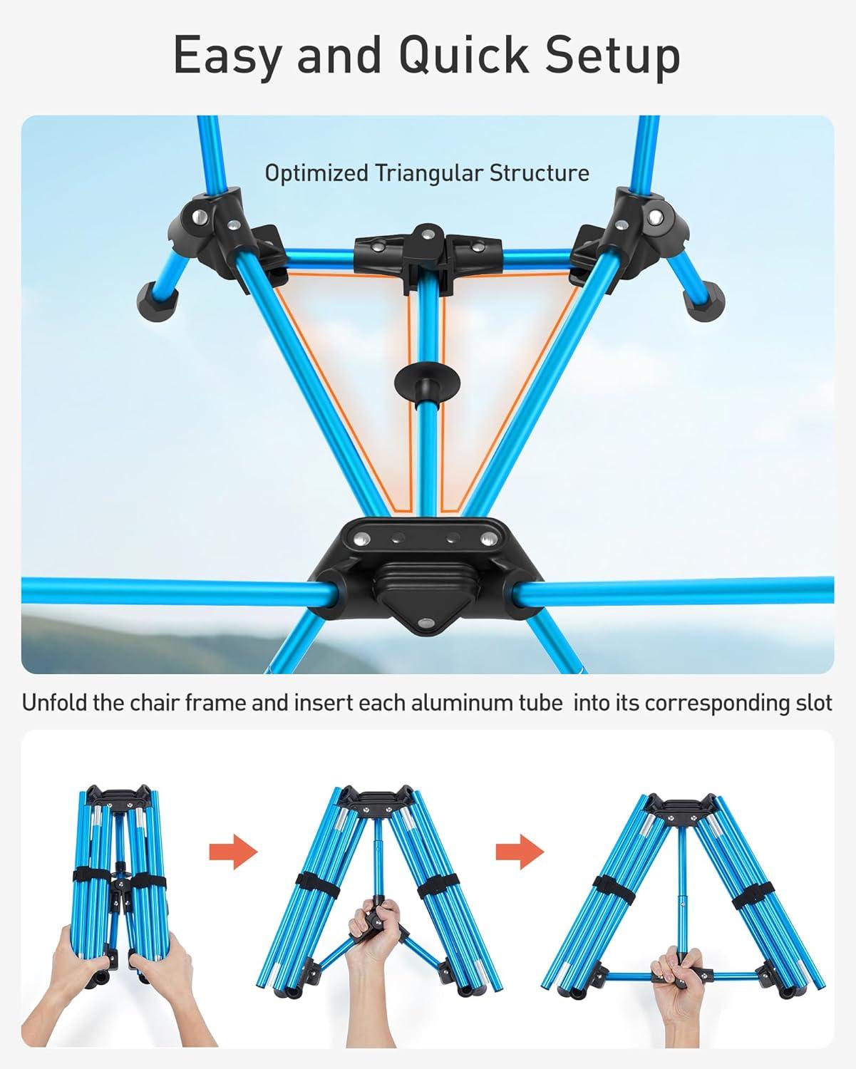 imageTOURIT Folding Beach Chair with Sunshade Portable Camping Backpack Chair with Head Support Low Profile Lightweight High Back Design for Adults UPF 50 Sun Protection Supports 380 lbs BlackBblack