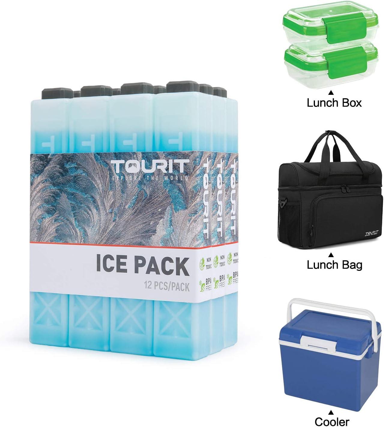 imageTOURIT Ice Packs for Coolers Reusable Long Lasting Freezer Packs for Lunch BagsBoxes Cooler BackpackBlue