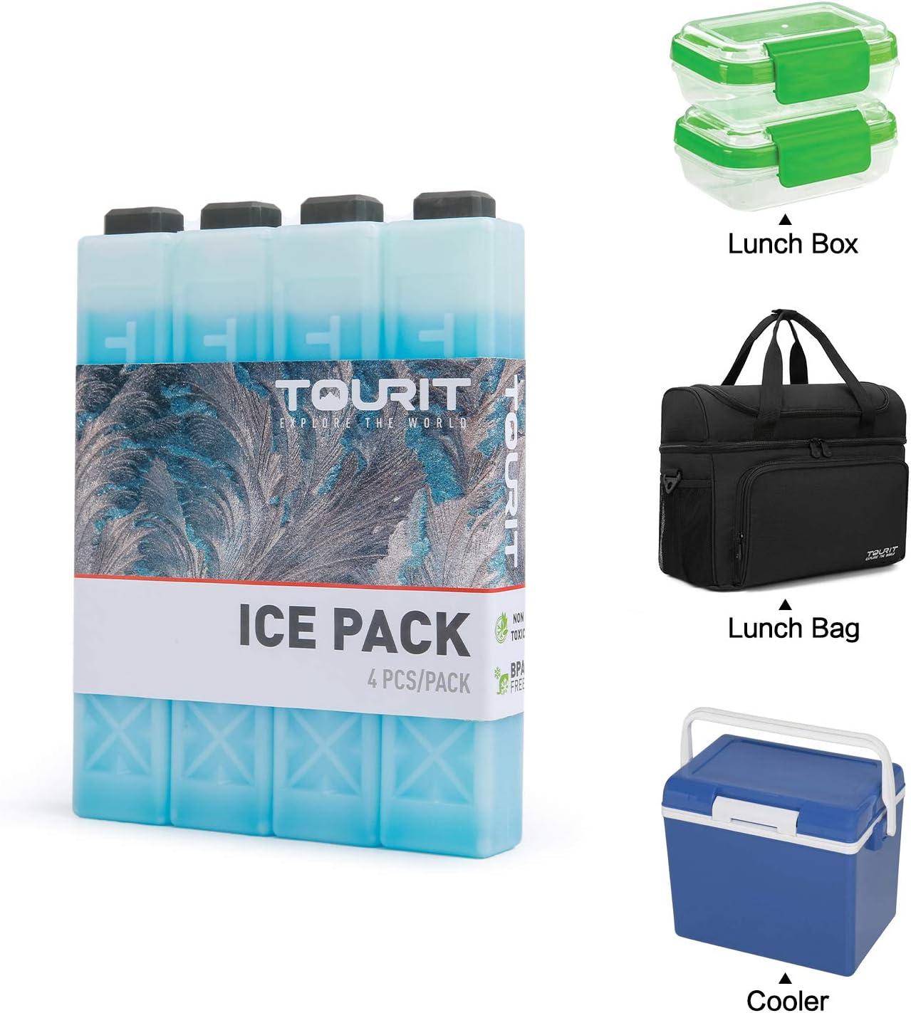 imageTOURIT Ice Packs for Coolers Reusable Long Lasting Freezer Packs for Lunch BagsBoxes Cooler BackpackBlue